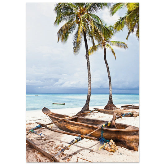 Zanzibar Beach Boat Poster A2 (42 x 59.4 cm)