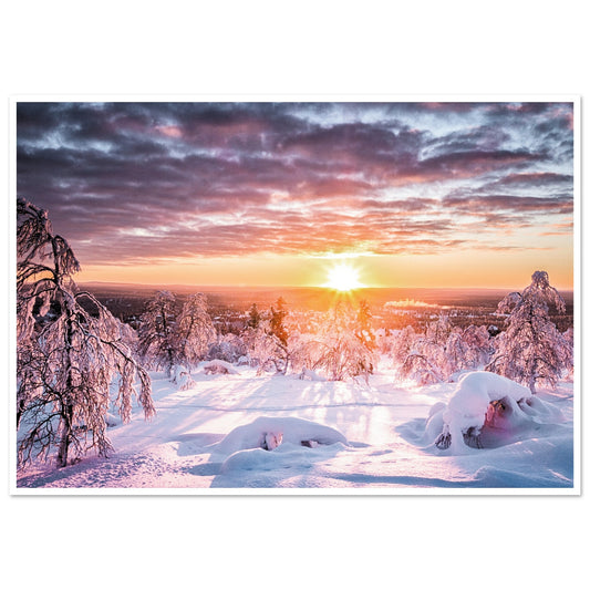 Scandinavian Winter Forest Poster 70x100 cm 28x40″ Border