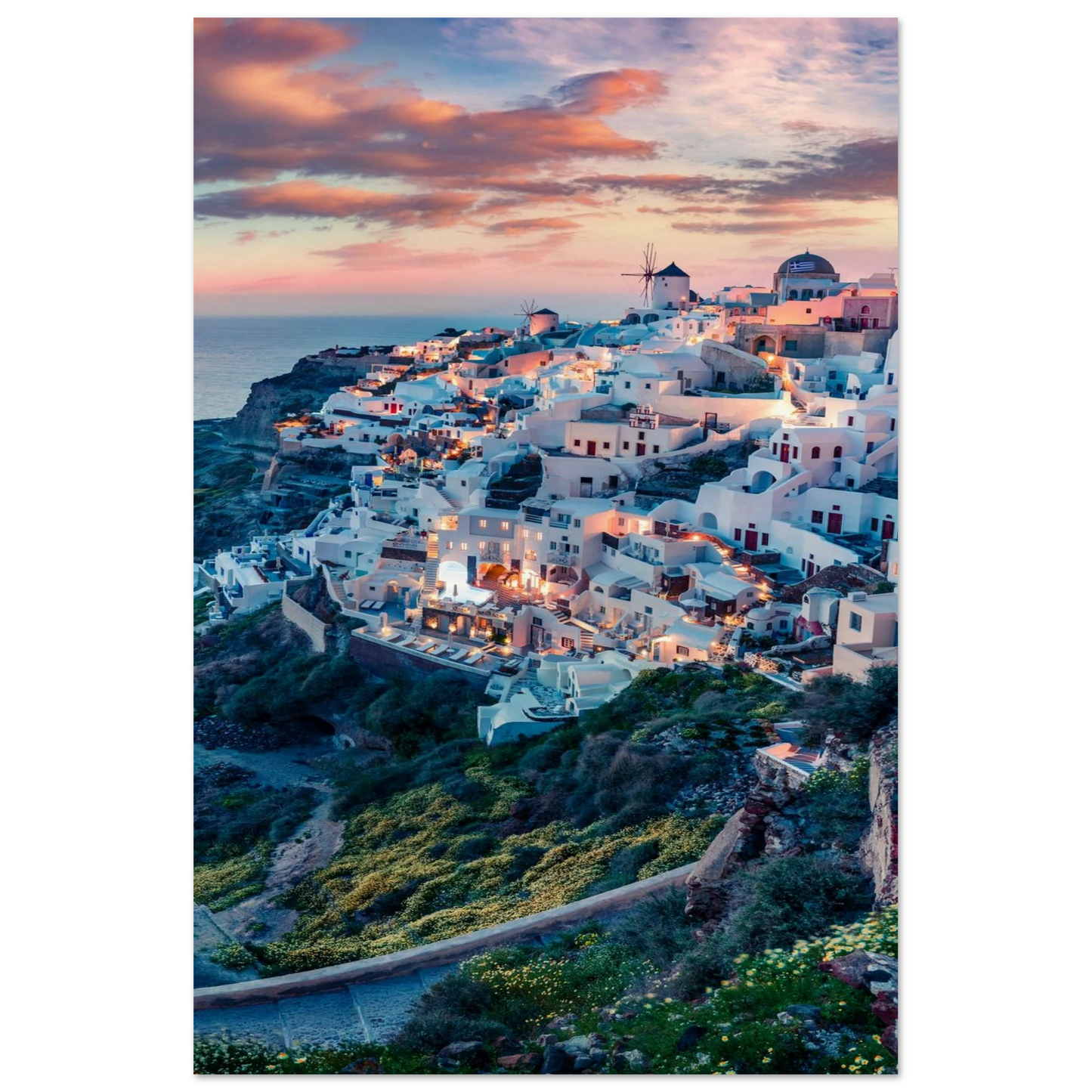 Dusk in Santorini Poster 60x90 cm 24x36″ No Border