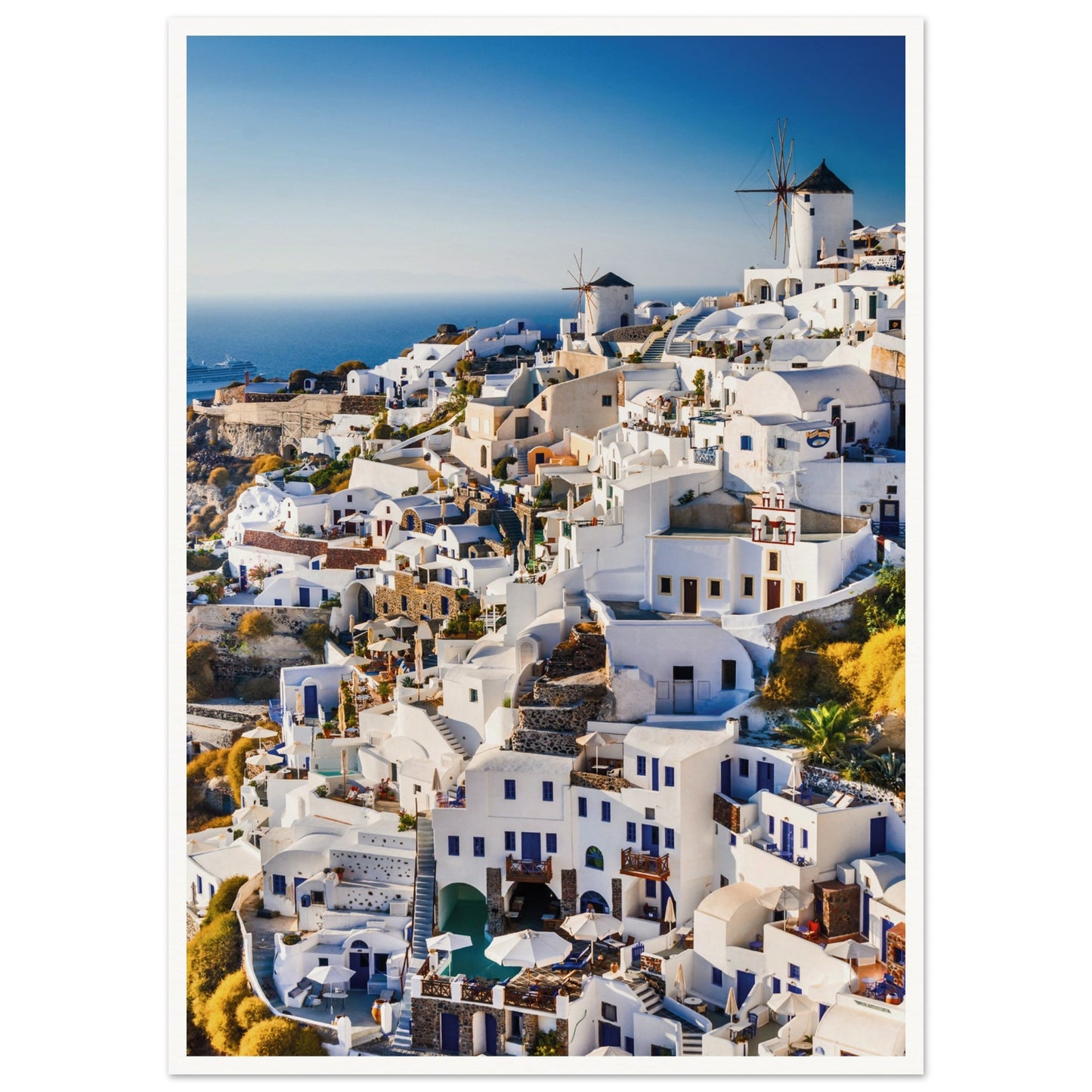 Whitewashed Buildings of Mykonos Poster