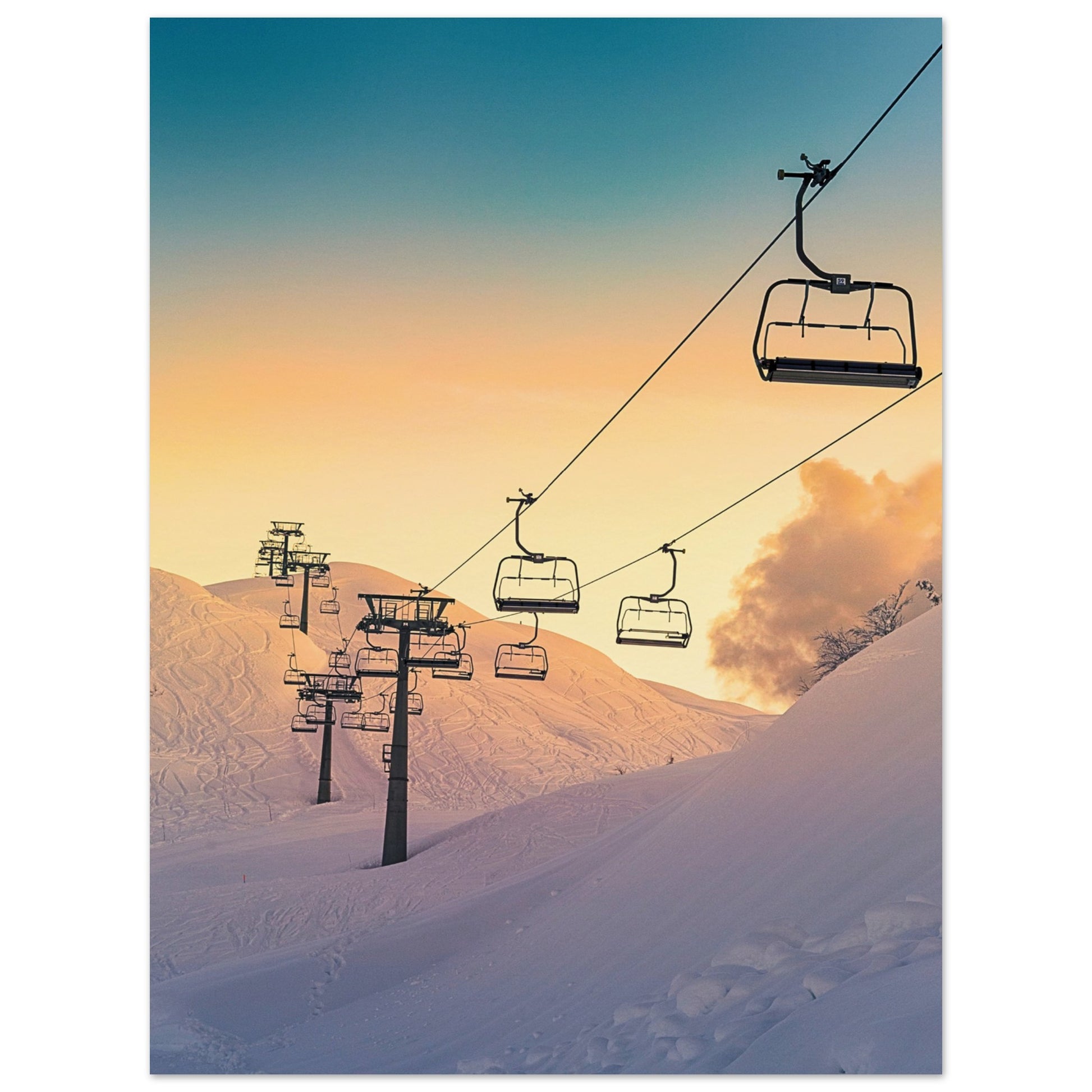 Golden Sunrise Ski Slovenia Print 30x40 cm 12x16″ No Border