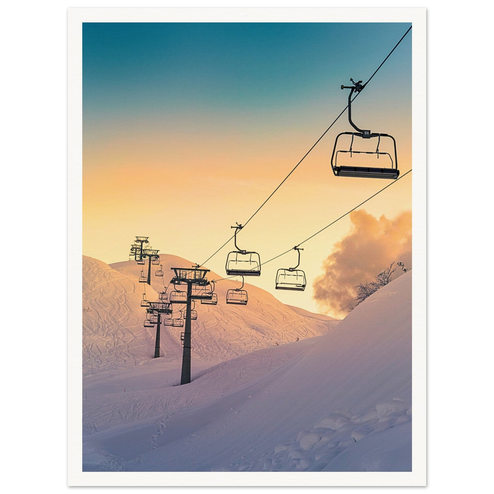 Golden Sunrise Ski Slovenia Print 30x40 cm 12x16″ Border