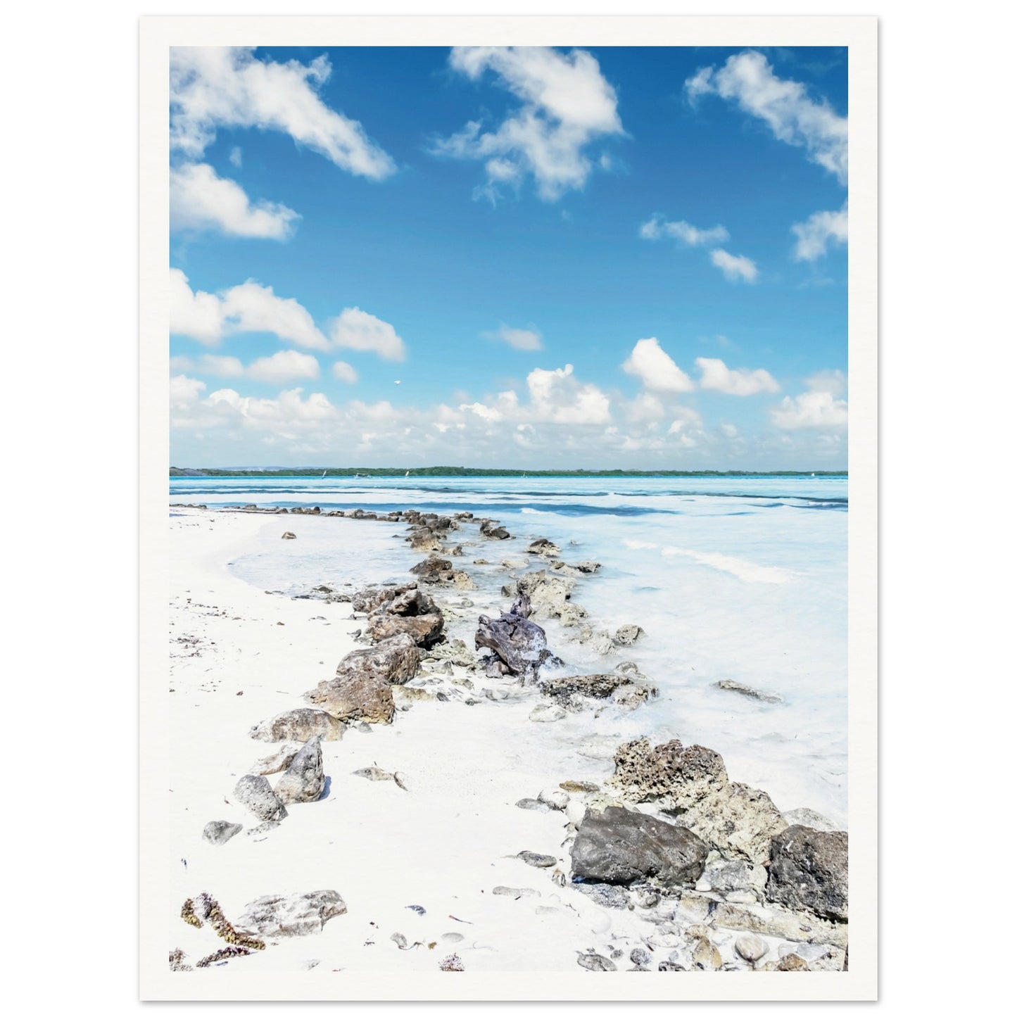 A Caribbean Sandy White Beach Poster 30x40 cm 12x16″ Border