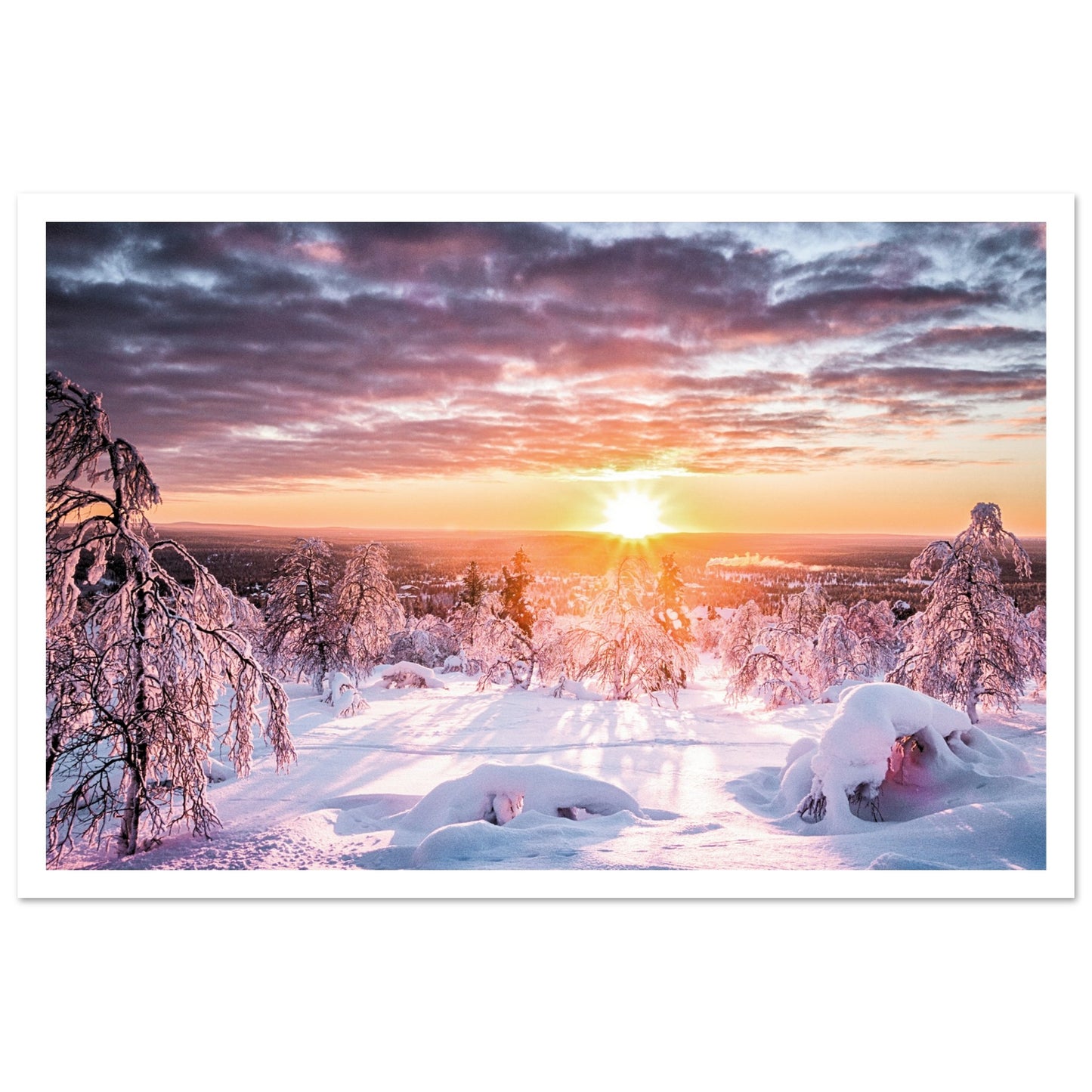 Scandinavian Winter Forest Poster 30x45 cm 12x18″ Border