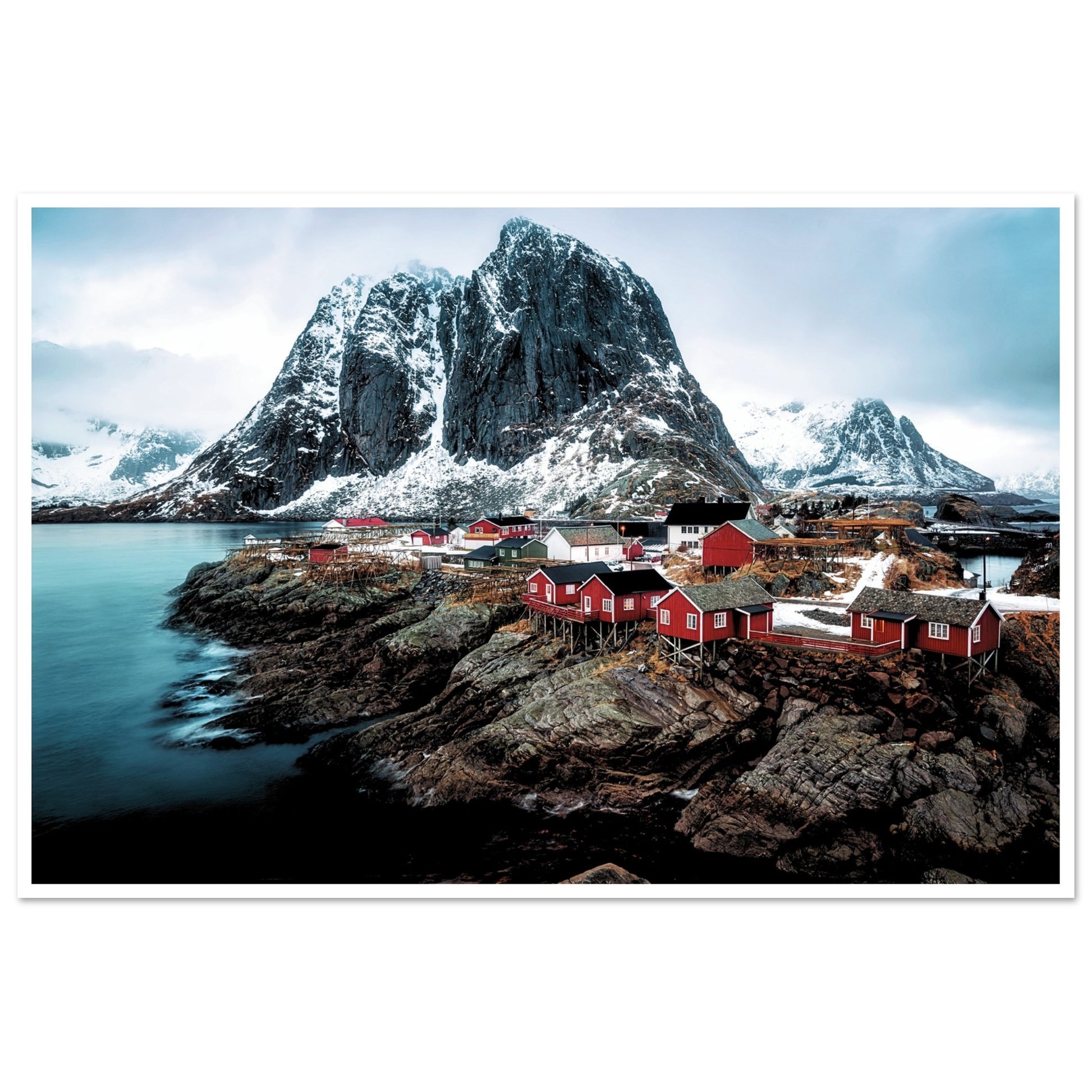The Village Reine in Norway Print 60x90 cm 24x36″ Border