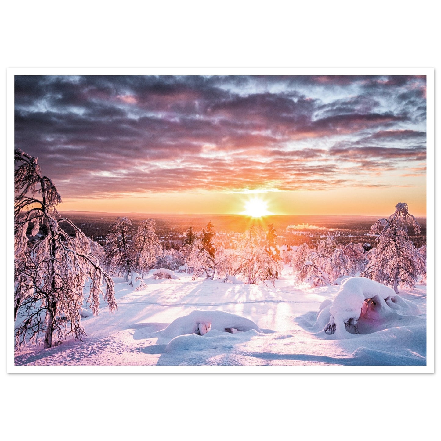 Scandinavian Winter Forest Poster 50x70 cm 20x28″ Border
