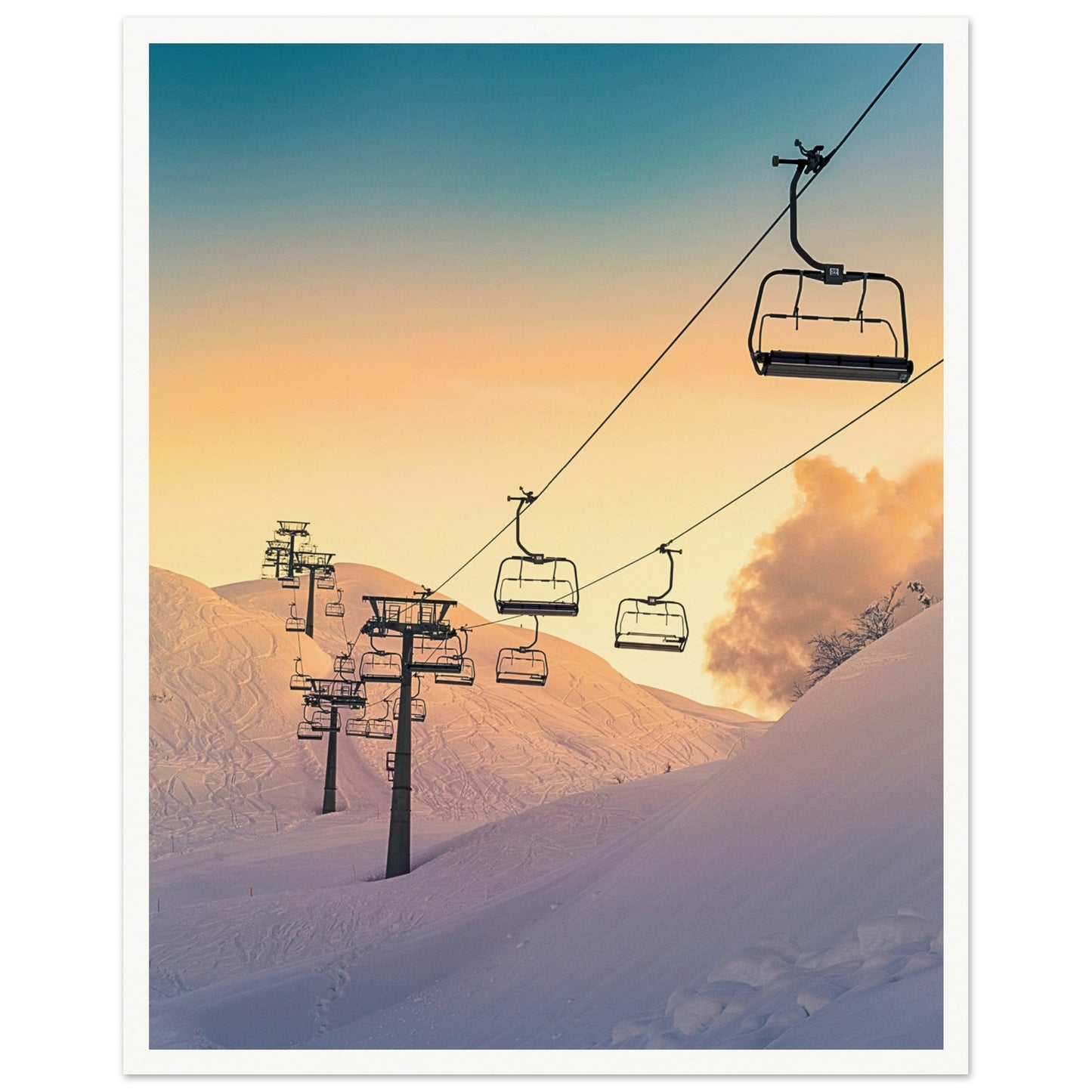 Golden Sunrise Ski Slovenia Poster 40x50 cm 16x20″ Border