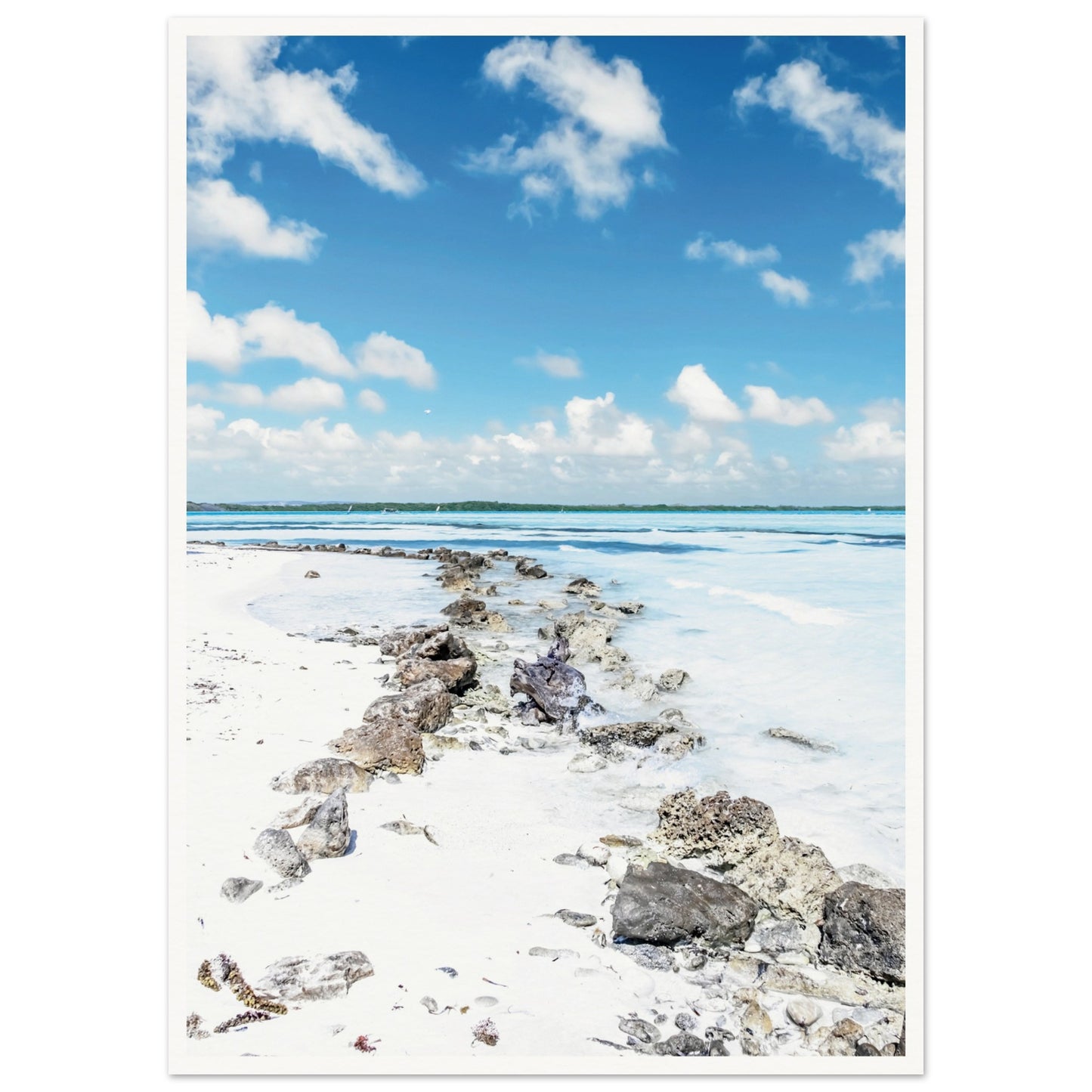 A Caribbean Sandy White Beach Poster 50x70 cm 20x28″ Border