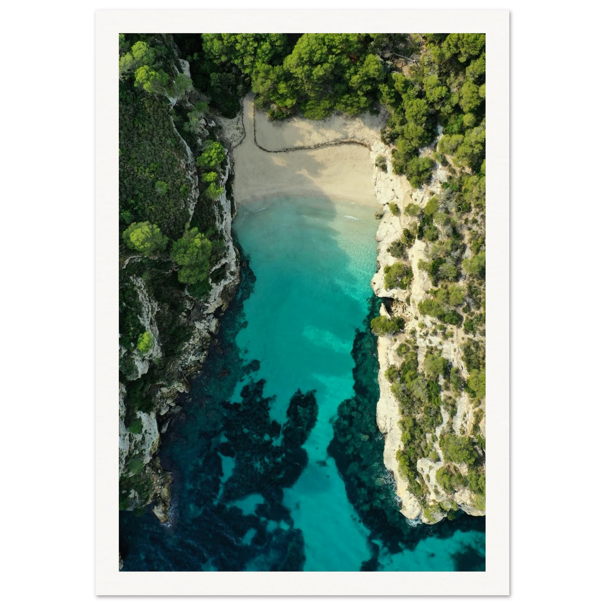 Menorca’s Turquoise Paradise Poster 21x29.7 cm 8x12" Border