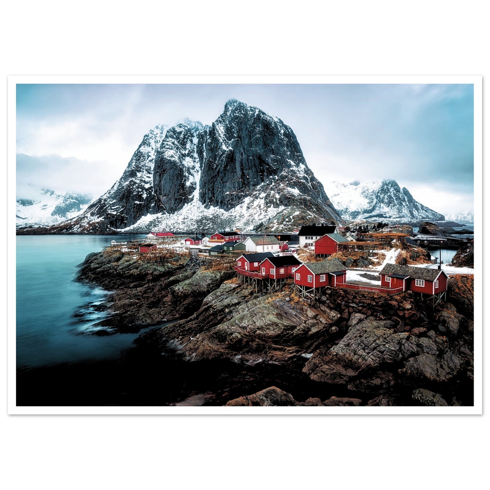 The Village Reine in Norway Print 50x70 cm 20x28″ Border