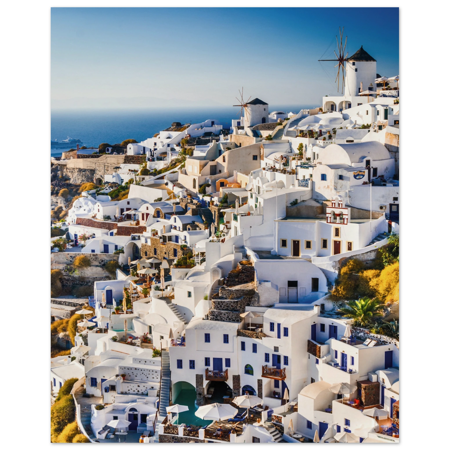 Whitewashed Buildings of Mykonos Poster 40x50 cm 16x20″ No Border