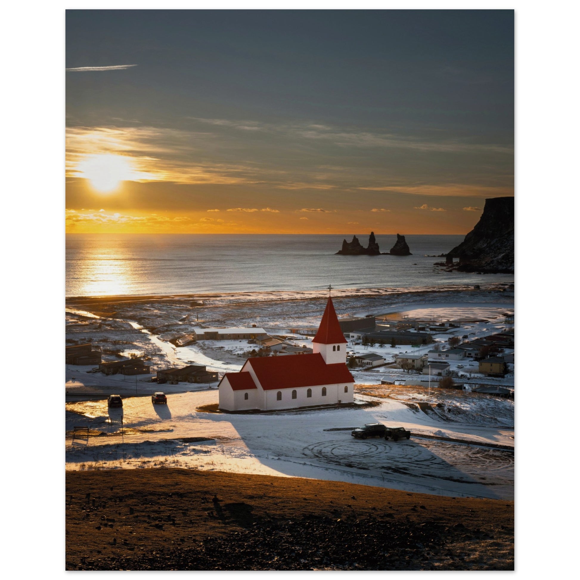 Vík í Mýrdal Red Roof Church Iceland Poster