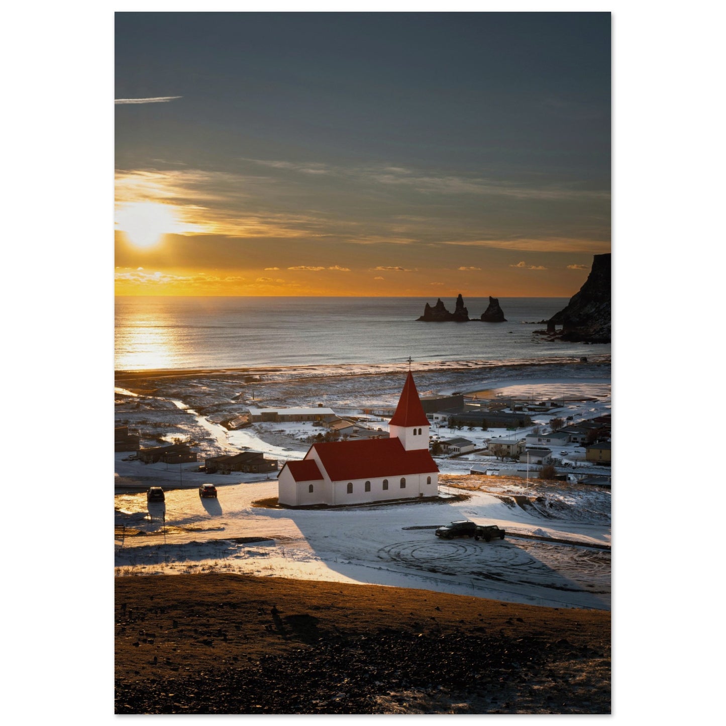 Vík í Mýrdal Red Roof Church Iceland Poster