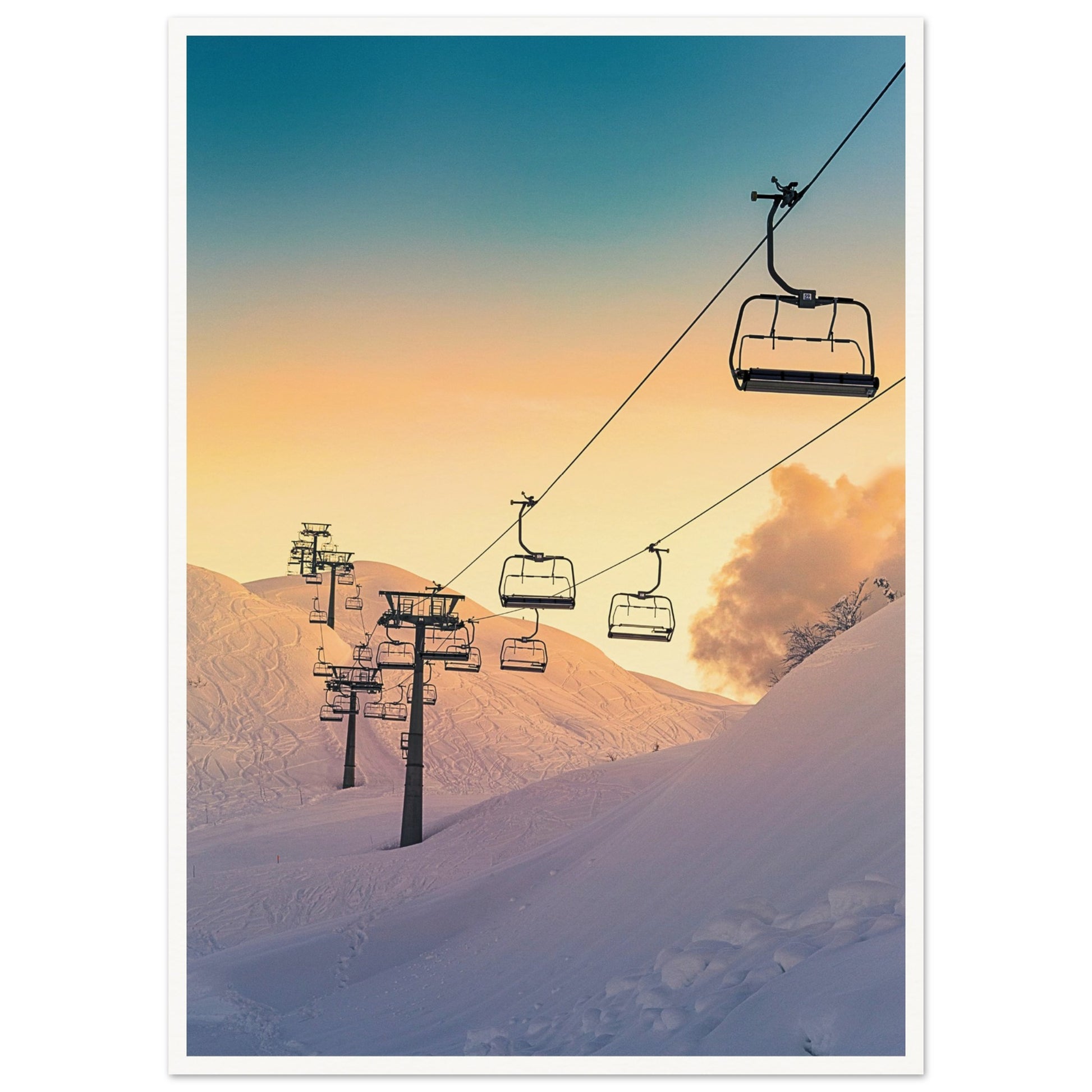 Golden Sunrise Ski Slovenia Print 50x70 cm 20x28″ Border