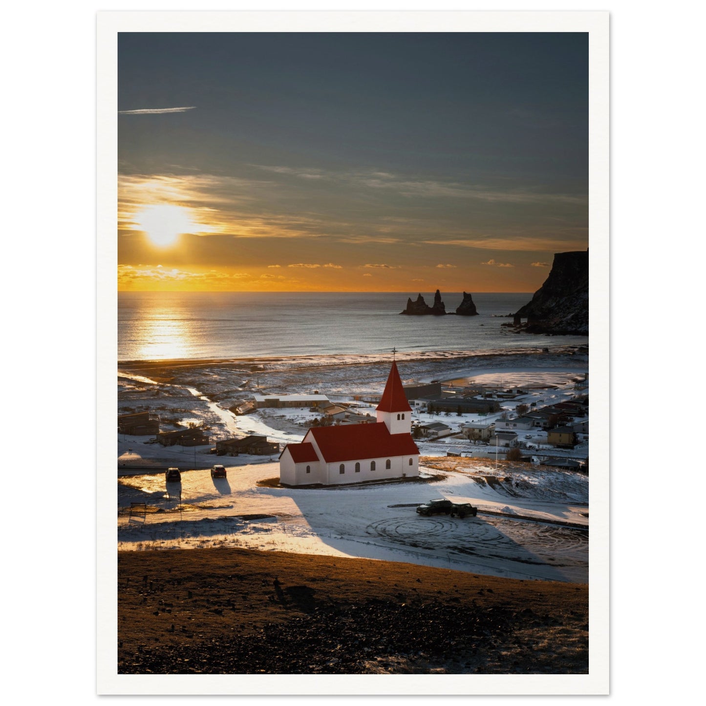 Vík í Mýrdal Red Roof Church Iceland Poster