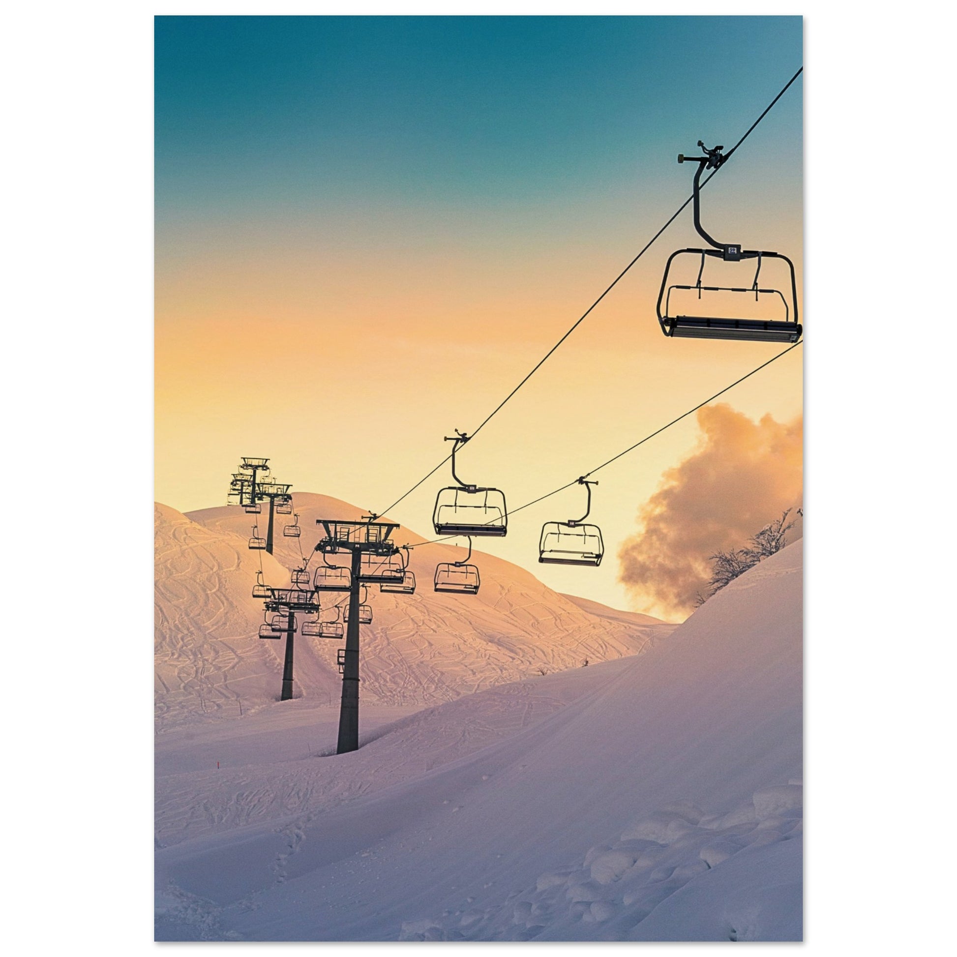 Golden Sunrise Ski Slovenia Print 70x100 cm 28x40″ No Border