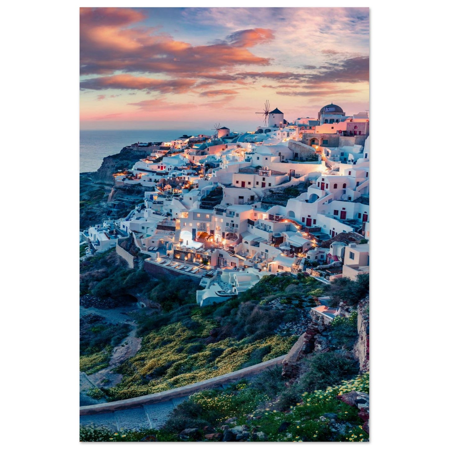 Dusk in Santorini Poster