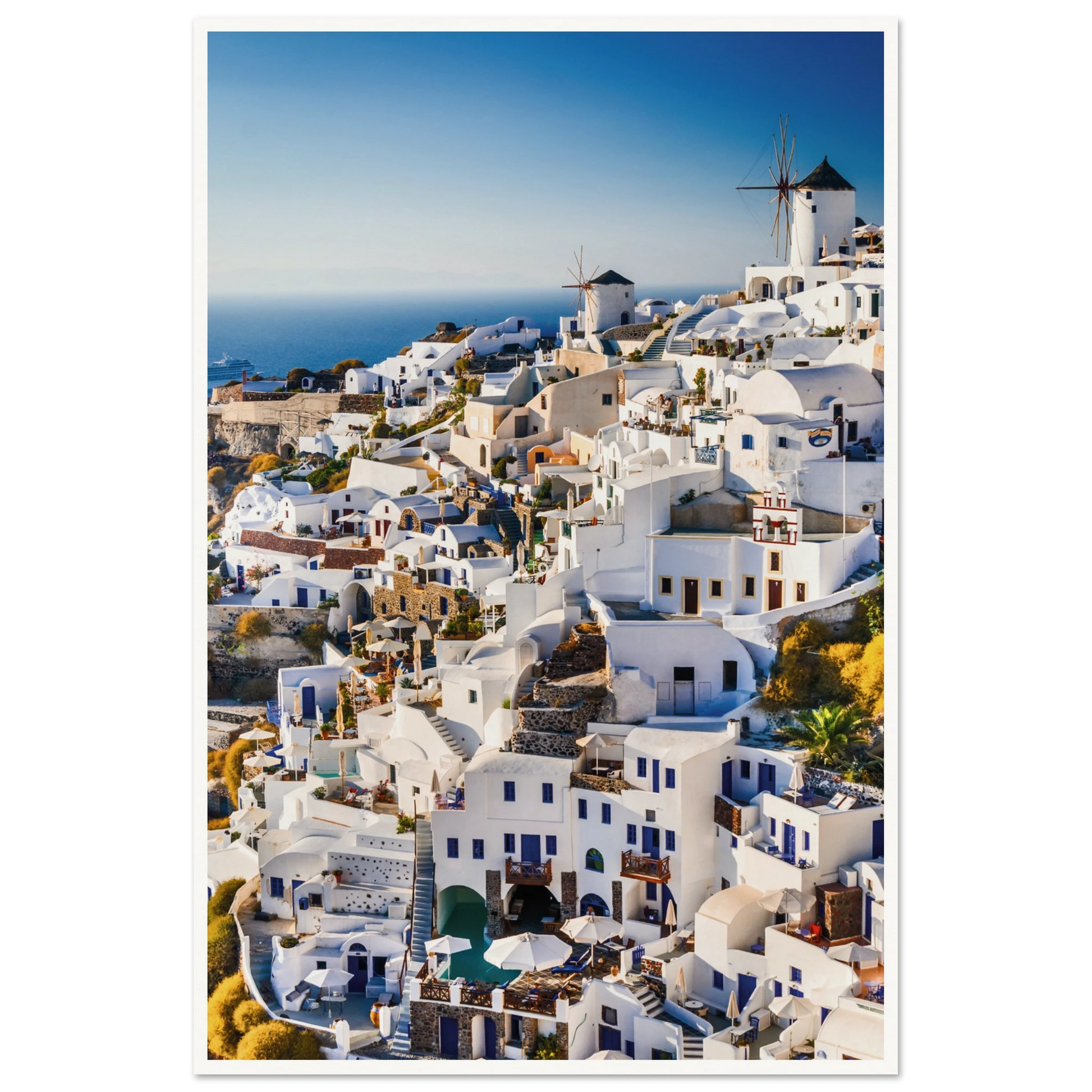Whitewashed Buildings of Mykonos Print
