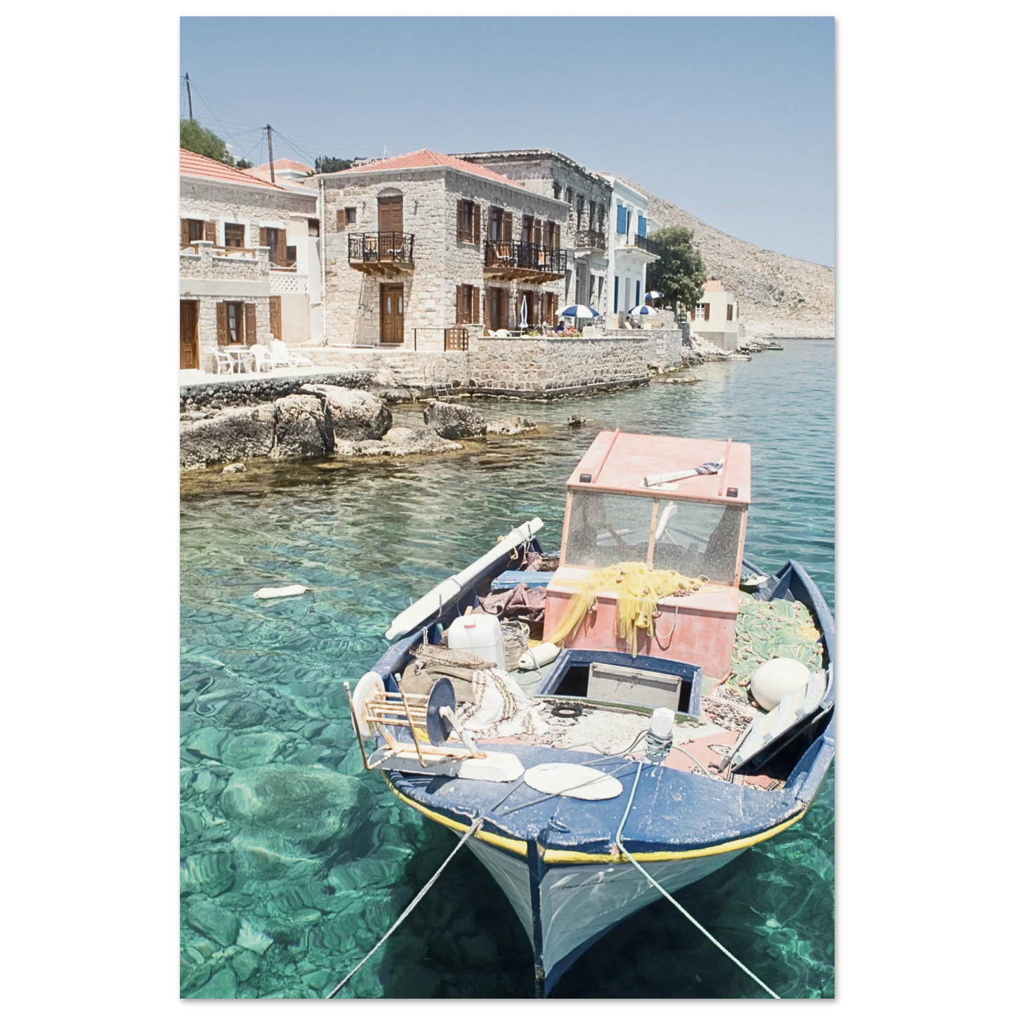 Shores of Crete Fishing Boat Poster 60x90 cm 24x36″ No Border