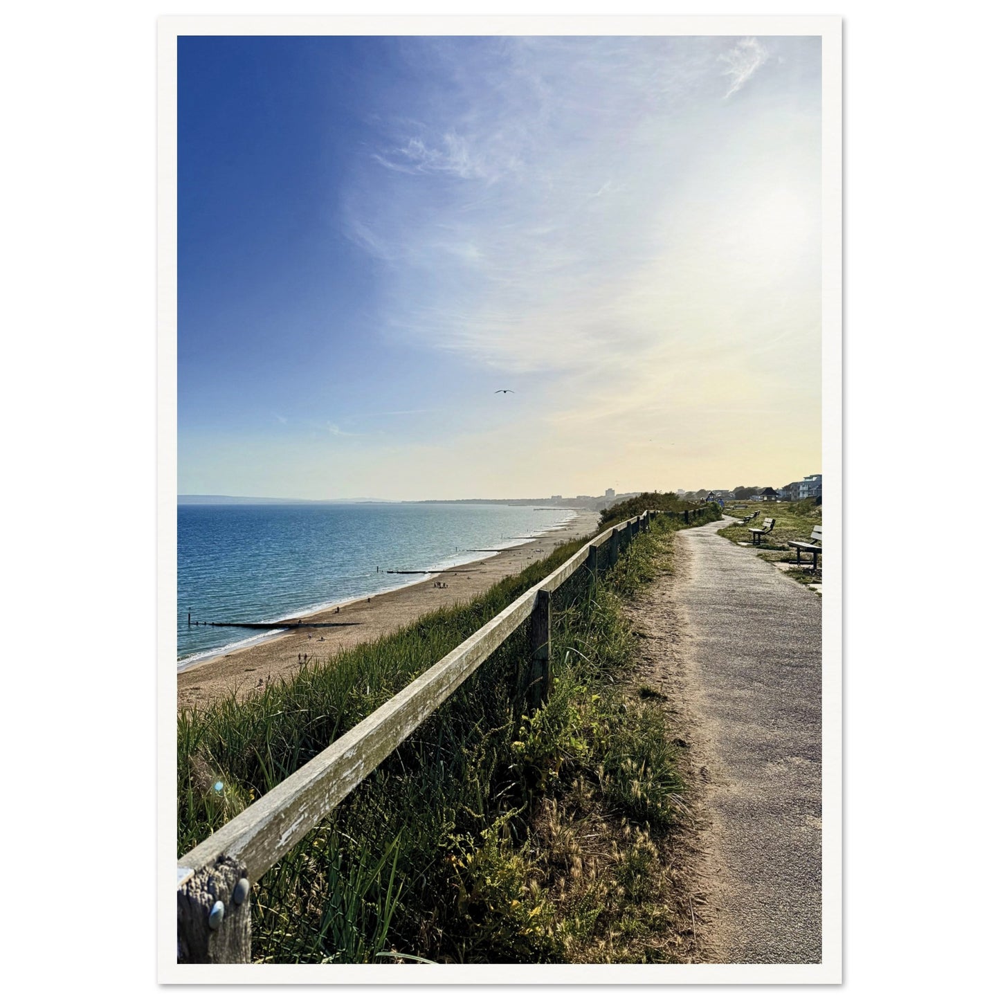 Southbourne Beach Bournemouth, UK Poster A2 (42 x 59.4 cm) Border