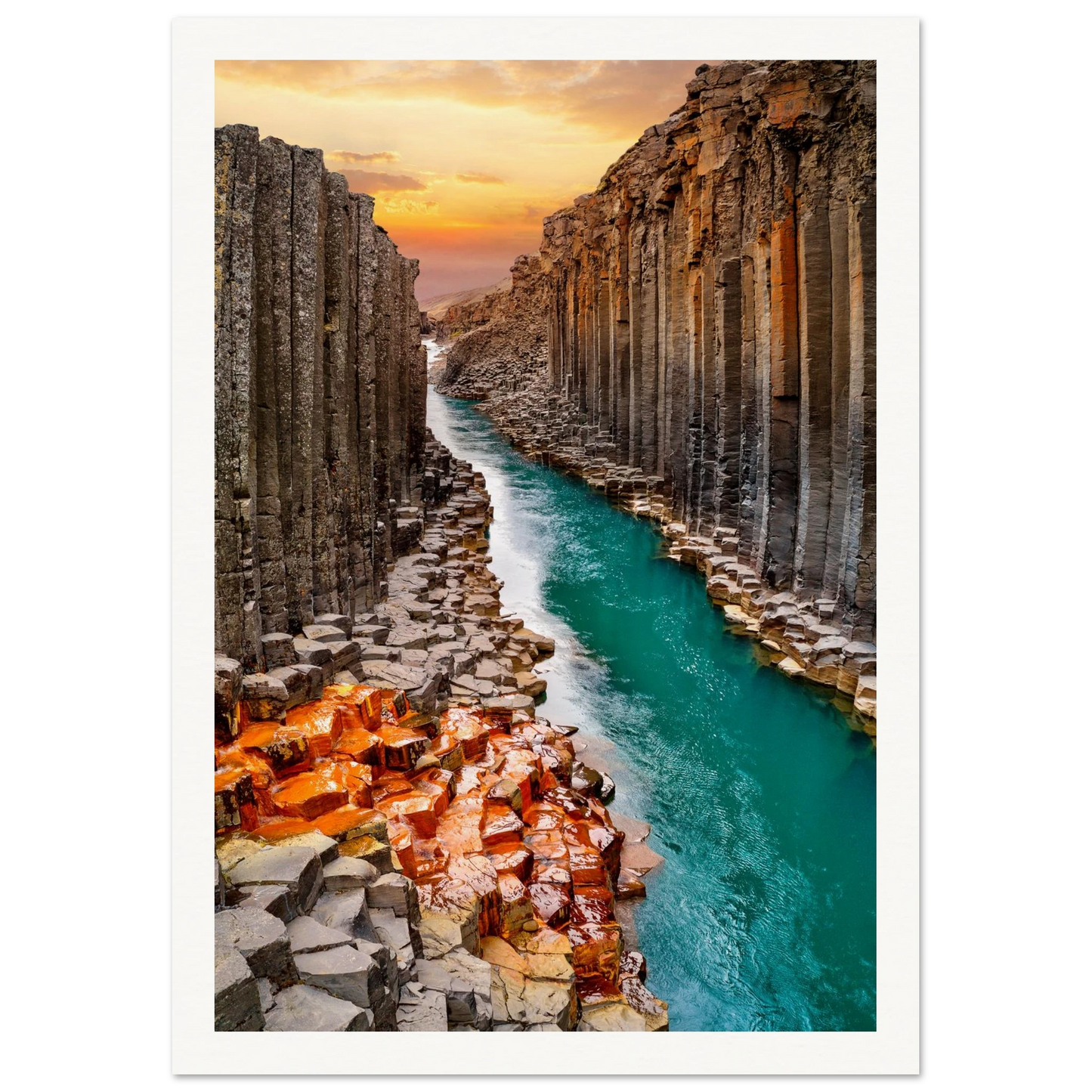 Iceland Rock Walls Poster 21x29.7 cm 8x12" Border
