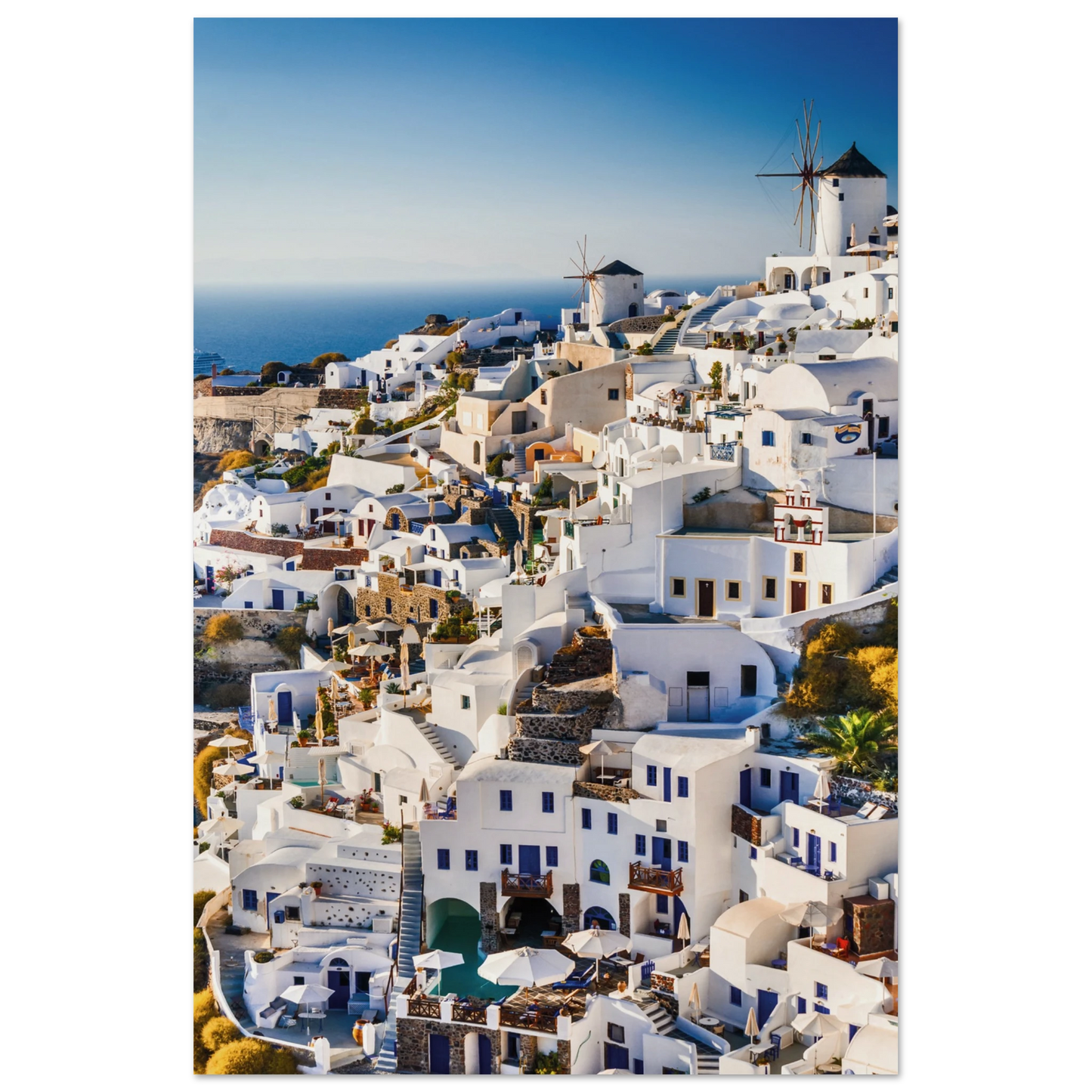 Whitewashed Buildings of Mykonos Poster 60x90 cm 24x36″ No Border