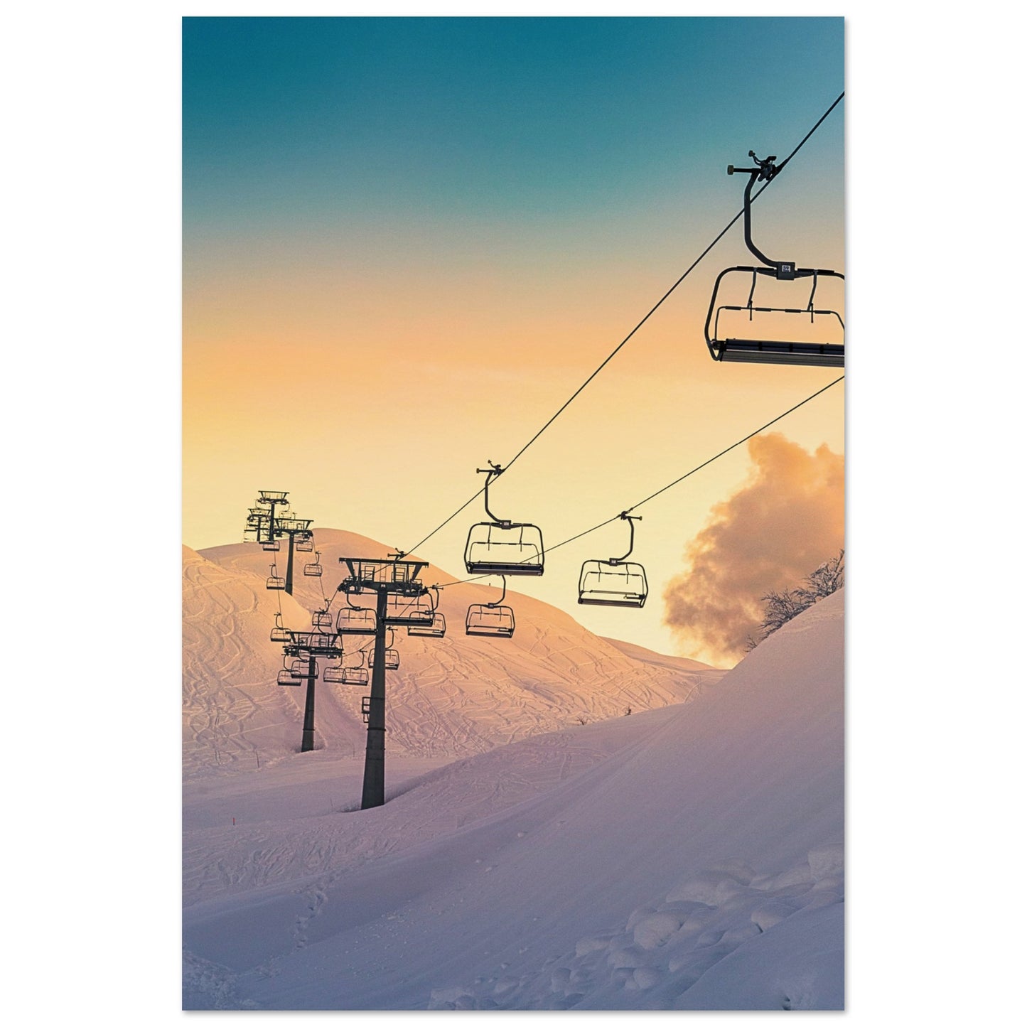 Golden Sunrise Ski Slovenia Poster 60x90 cm 24x36″ No Border