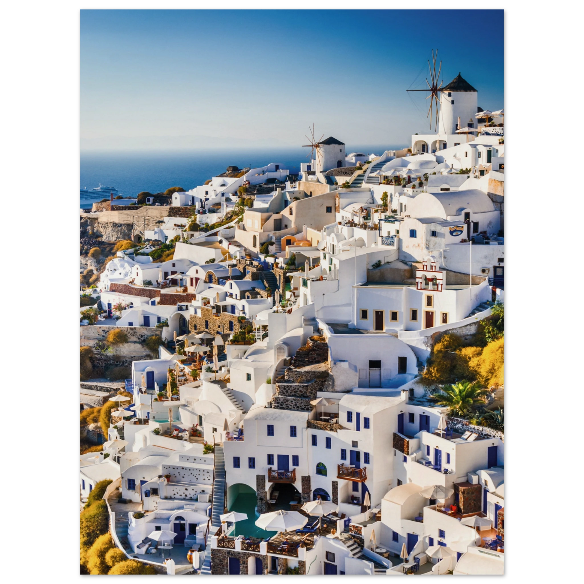 Whitewashed Buildings of Mykonos Print
