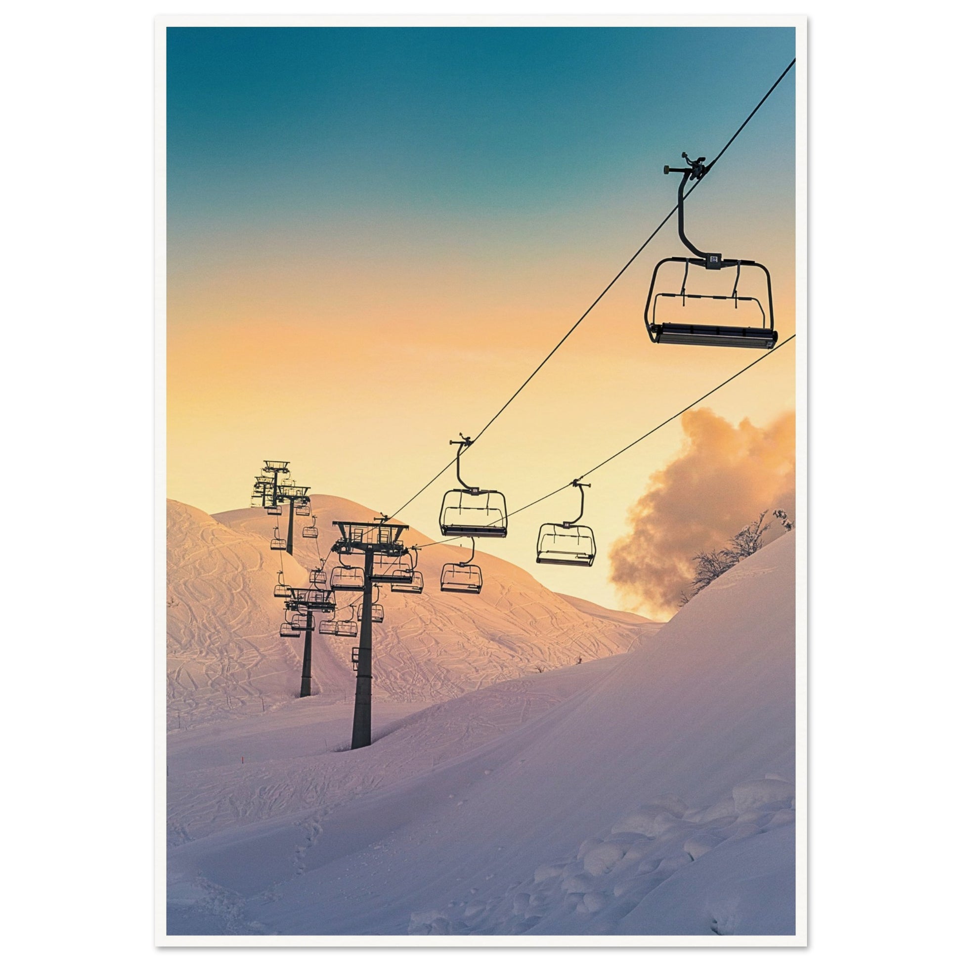 Golden Sunrise Ski Slovenia Print 70x100 cm 28x40″ Border