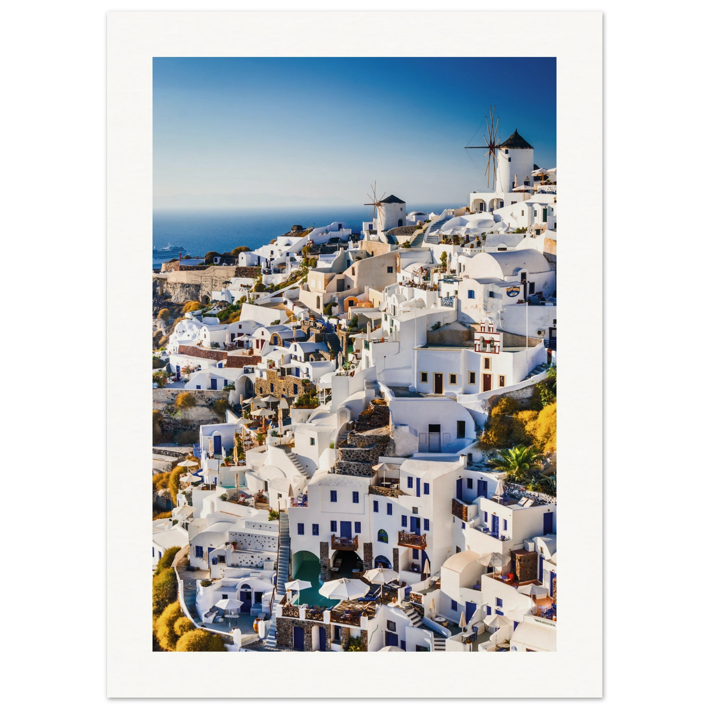 Whitewashed Buildings of Mykonos Poster 13x18 cm 5x7″ Border