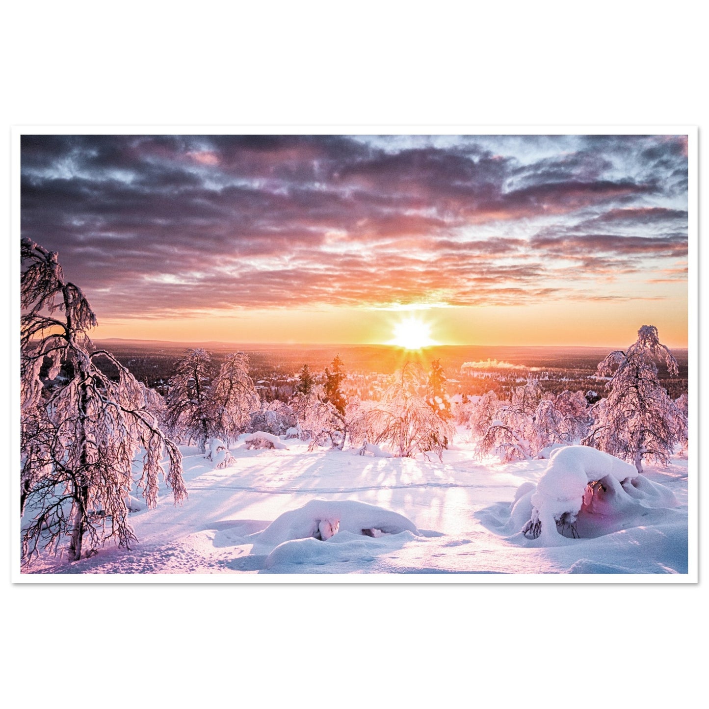 Scandinavian Winter Forest Poster 60x90 cm 24x36″ Border
