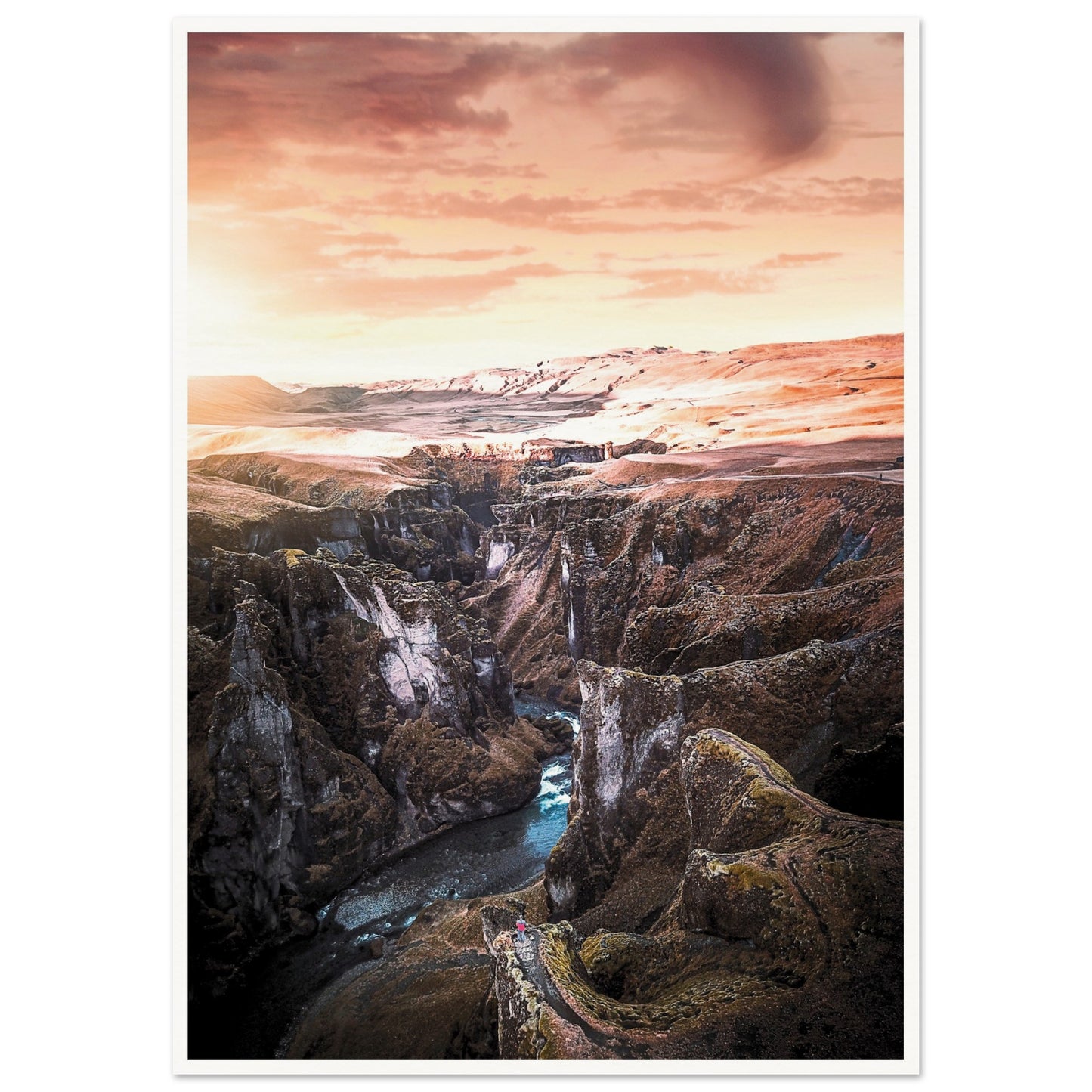 Fjaðrárgljúfur Canyon, Iceland Poster A1 (59.4 x 84.1 cm) Border