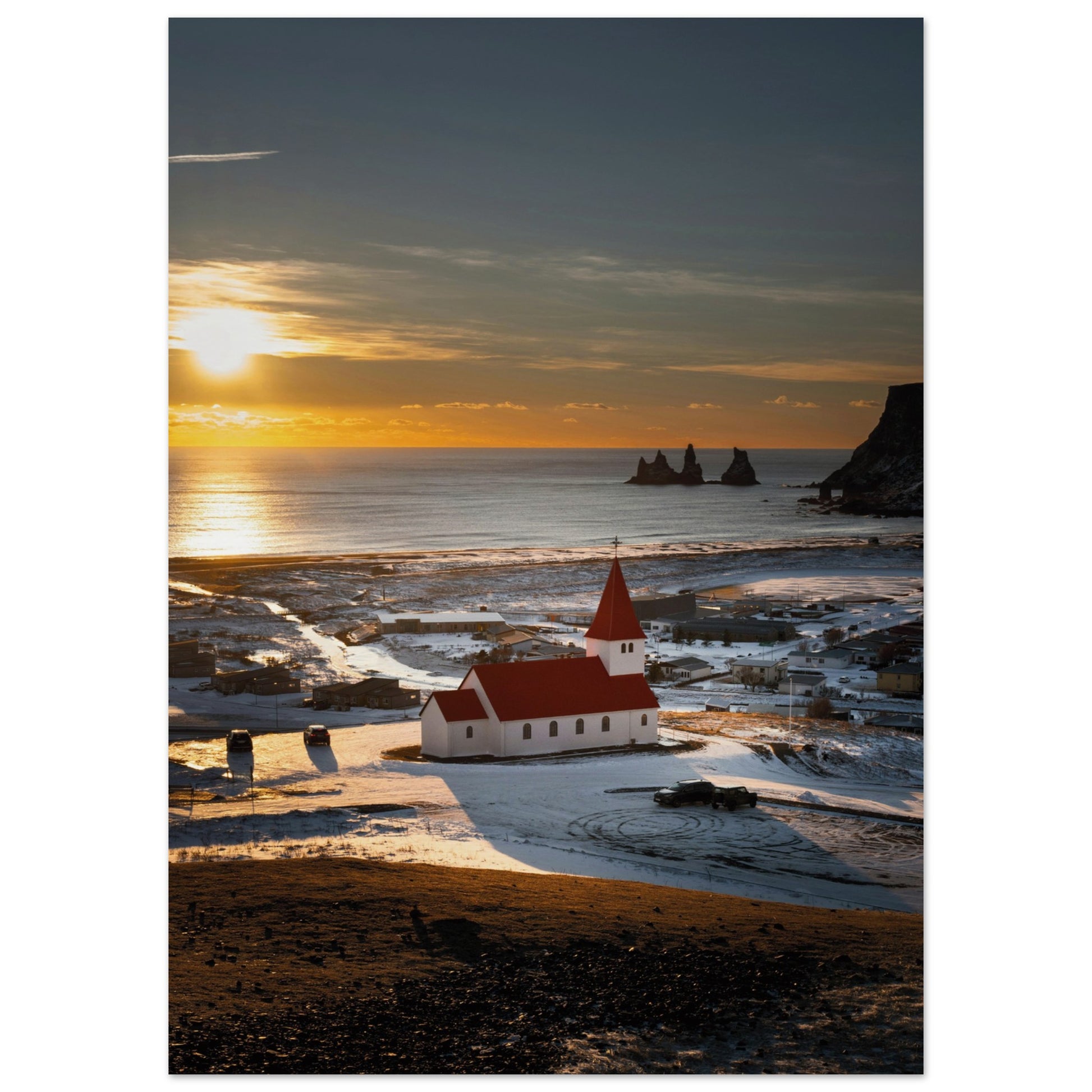 Vík í Mýrdal Red Roof Church Iceland Poster