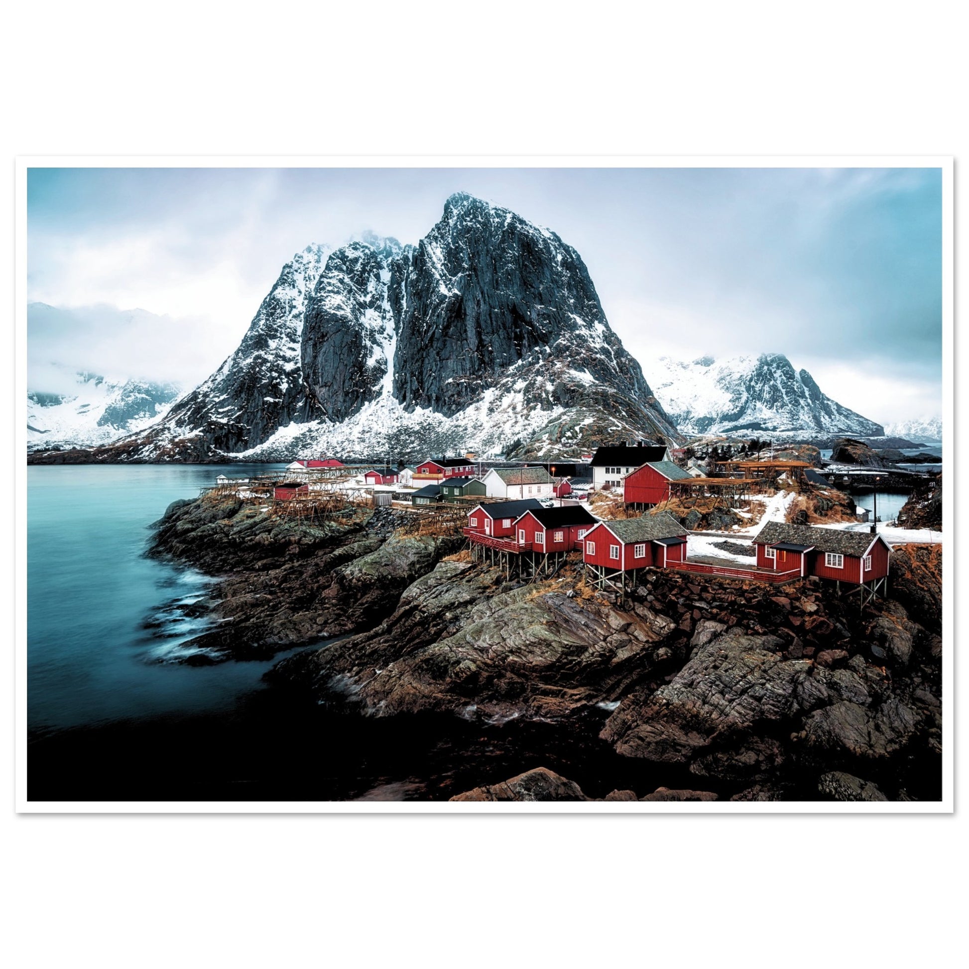 The Village Reine in Norway Print 70x100 cm 28x40″ Border