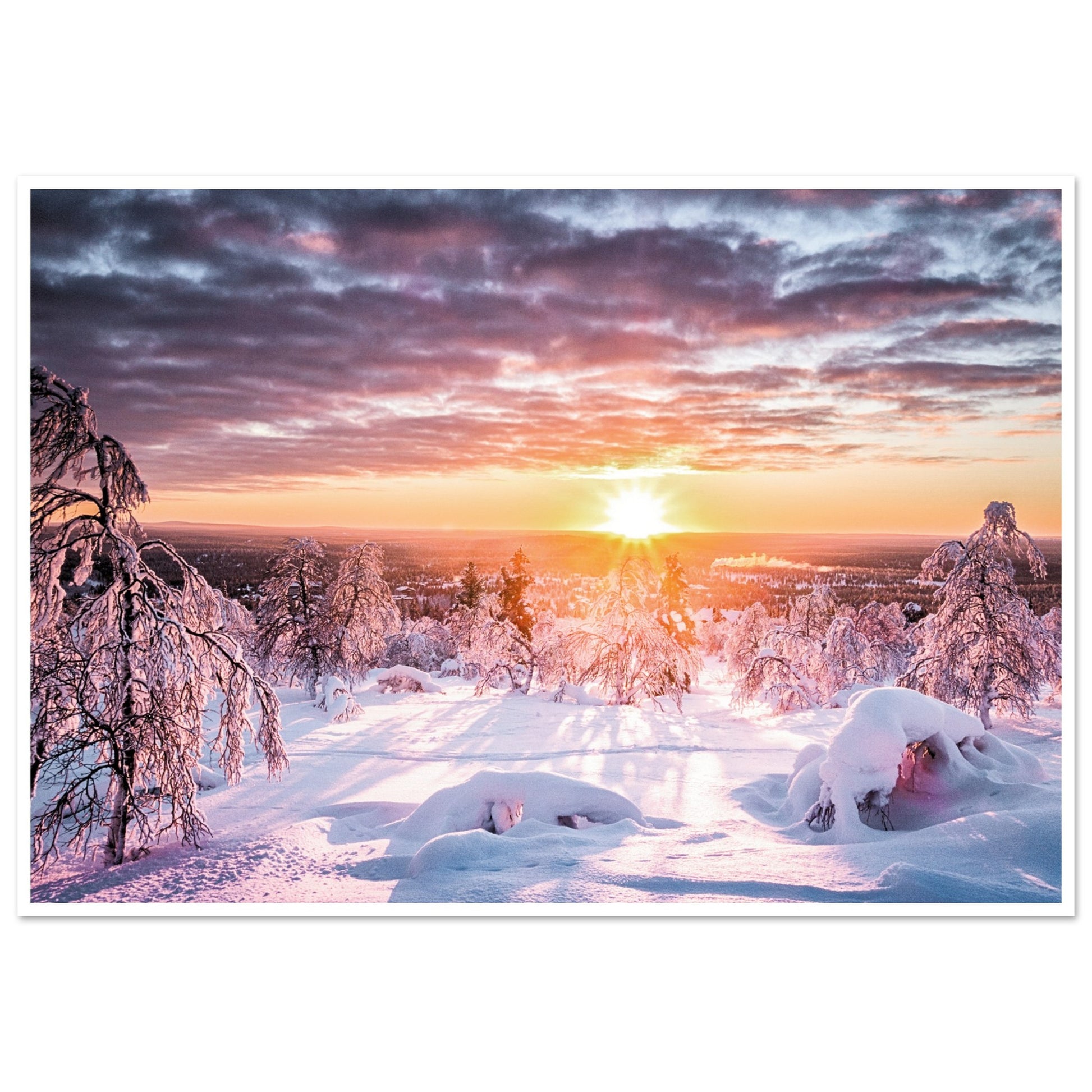 Scandinavian Winter Forest Print 70x100 cm 28x40″ Border