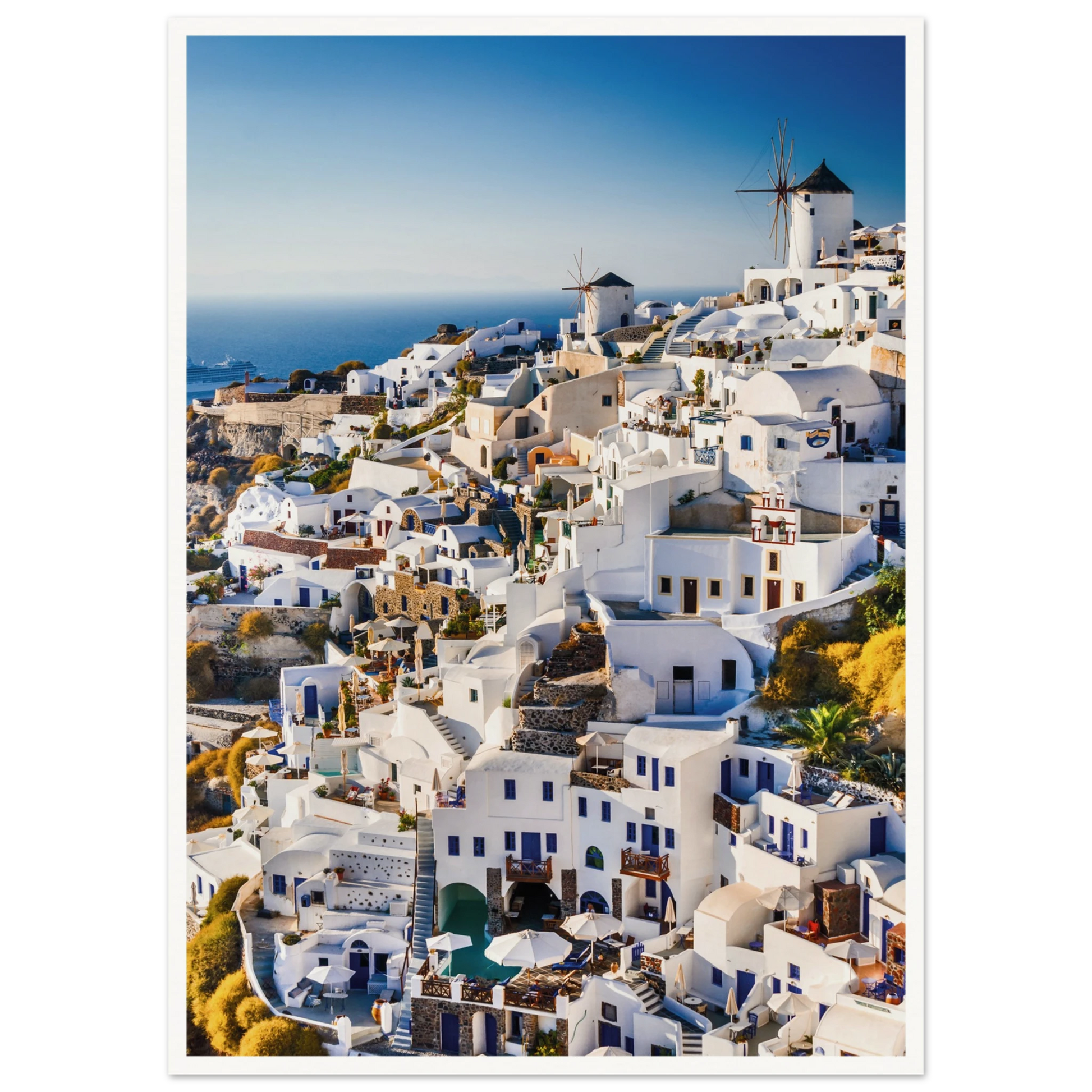 Whitewashed Buildings of Mykonos Print