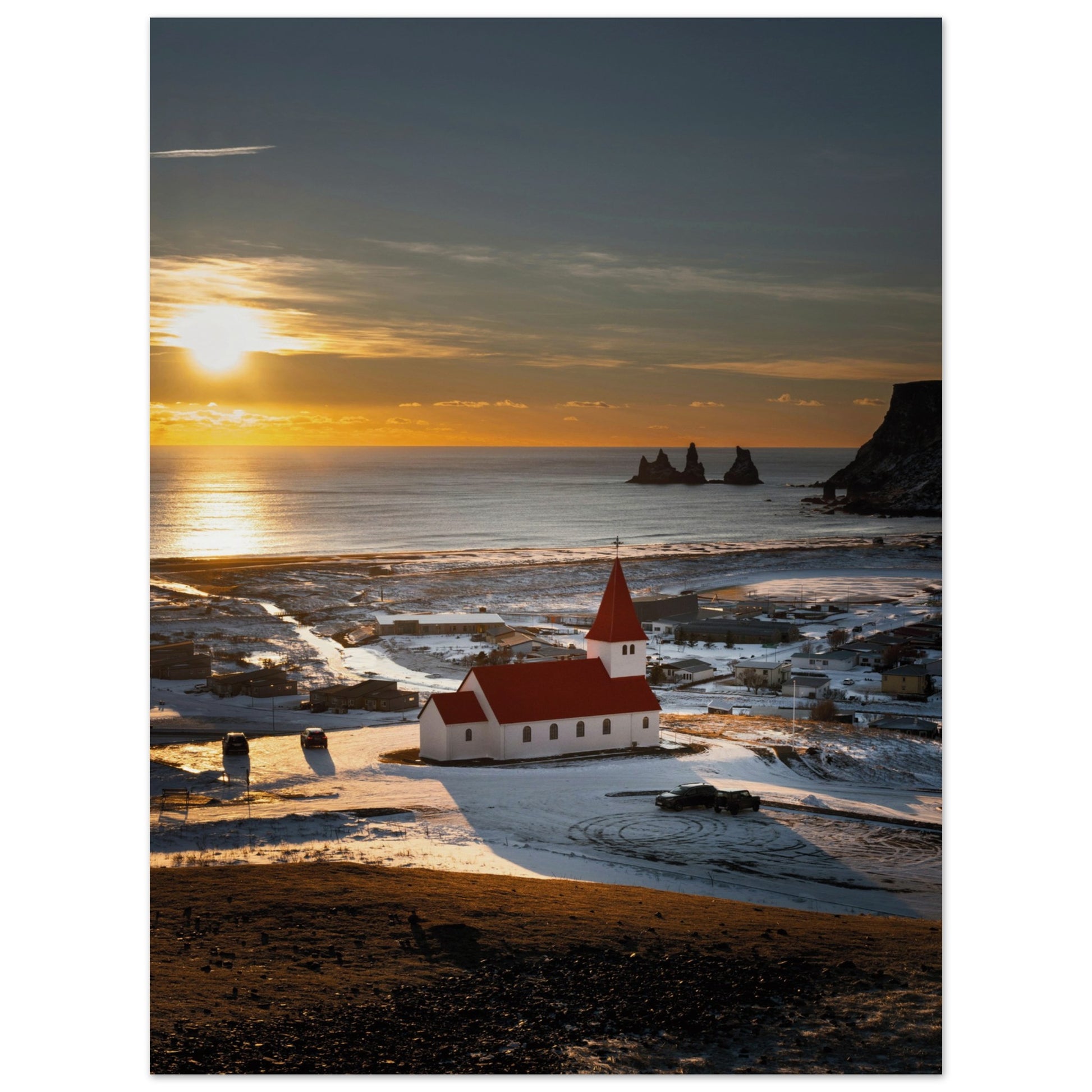 Vík í Mýrdal Red Roof Church Iceland Poster