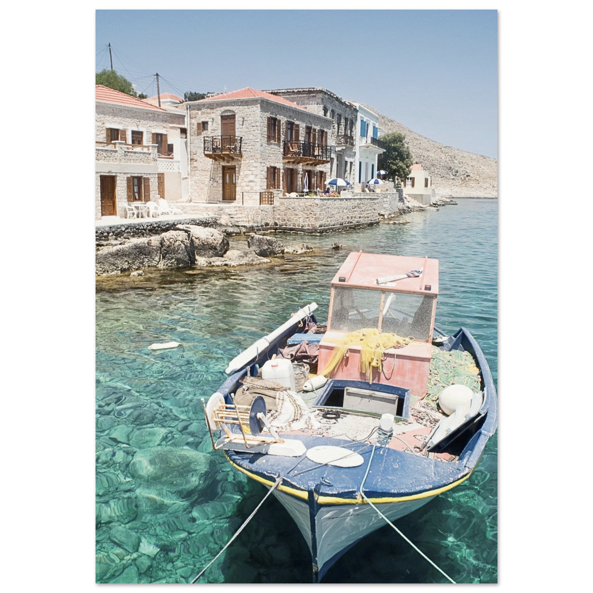 Shores of Crete Fishing Boat Poster