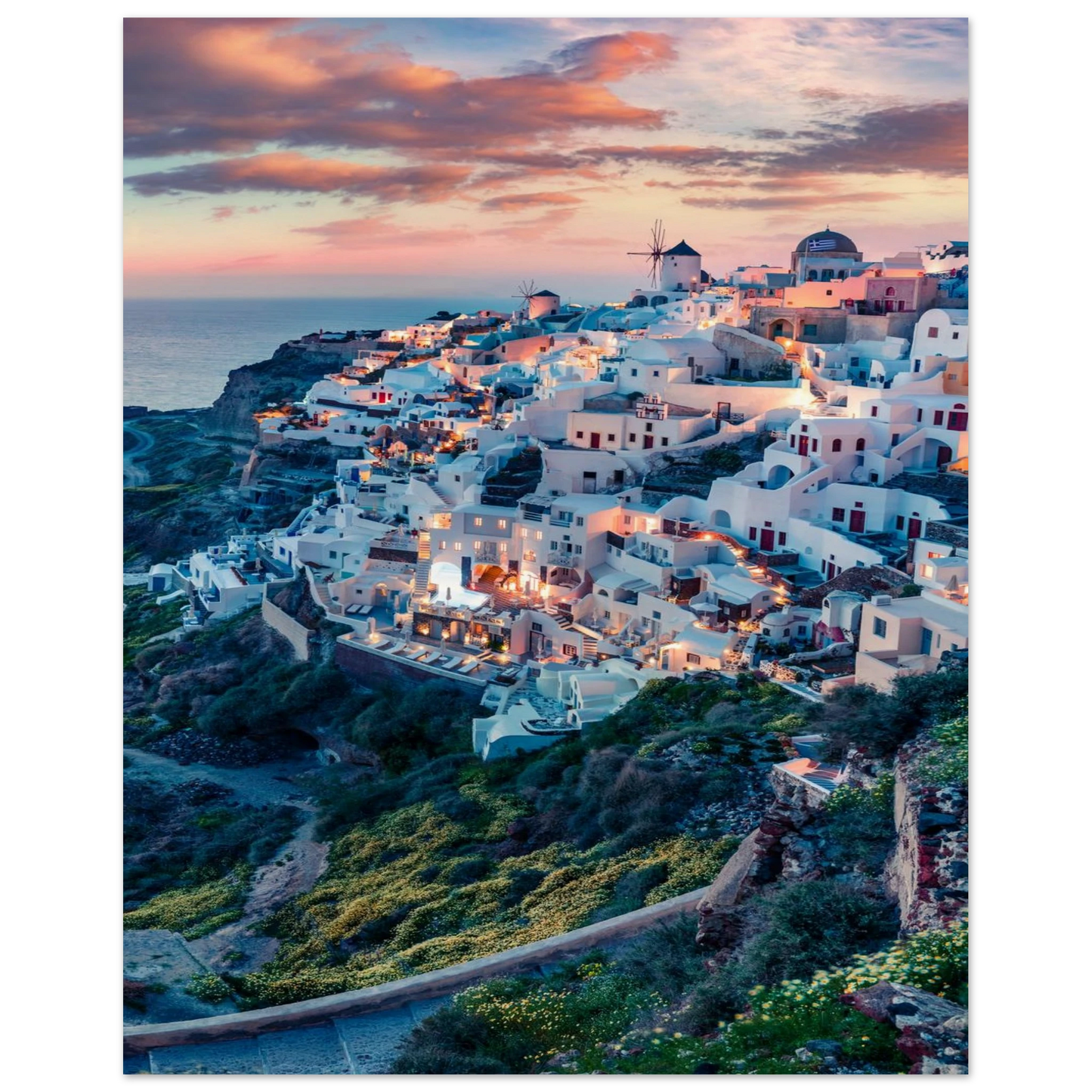 Dusk in Santorini Poster 40x50 cm 16x20″ No Border