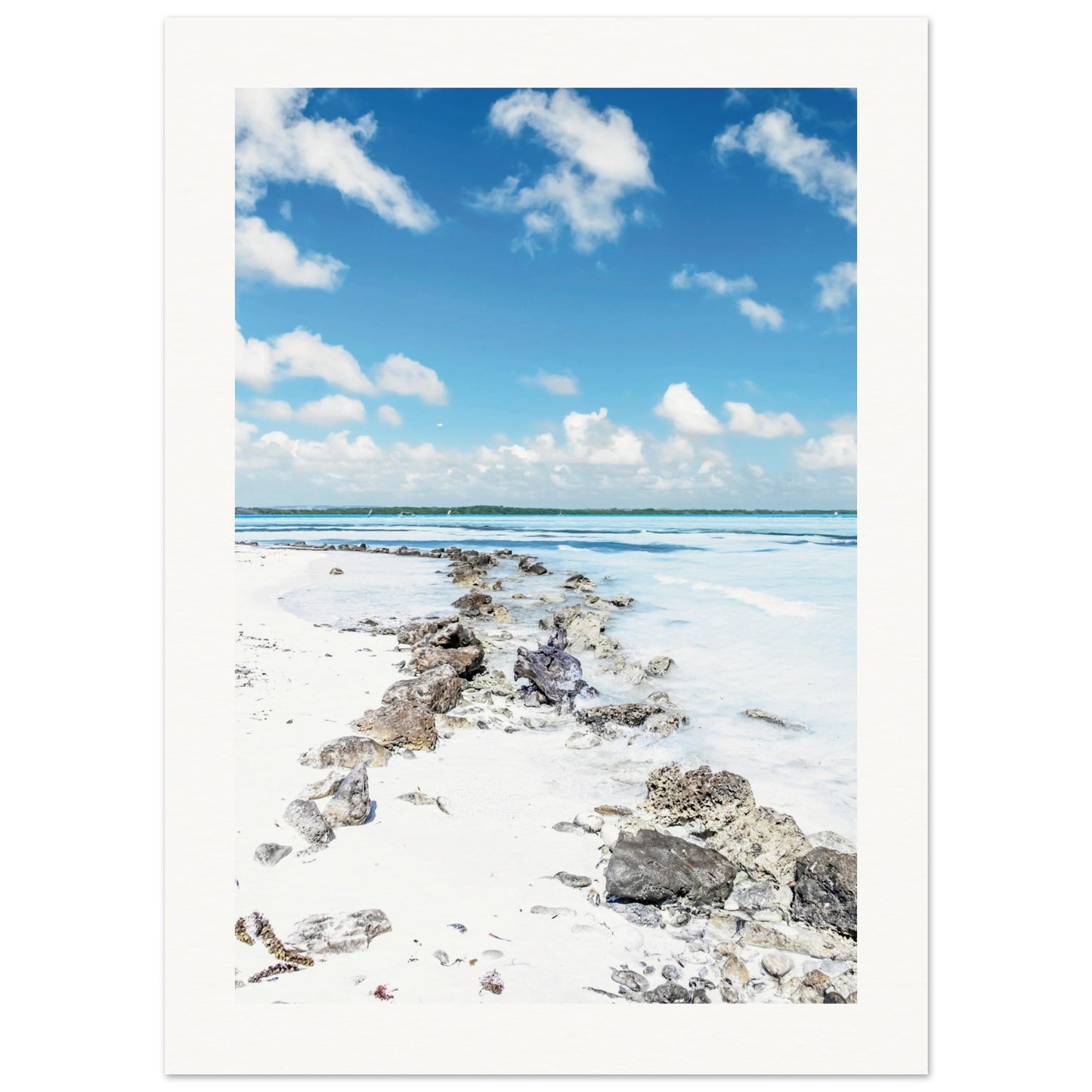 A Caribbean Sandy White Beach Poster 13x18 cm 5x7″ Border