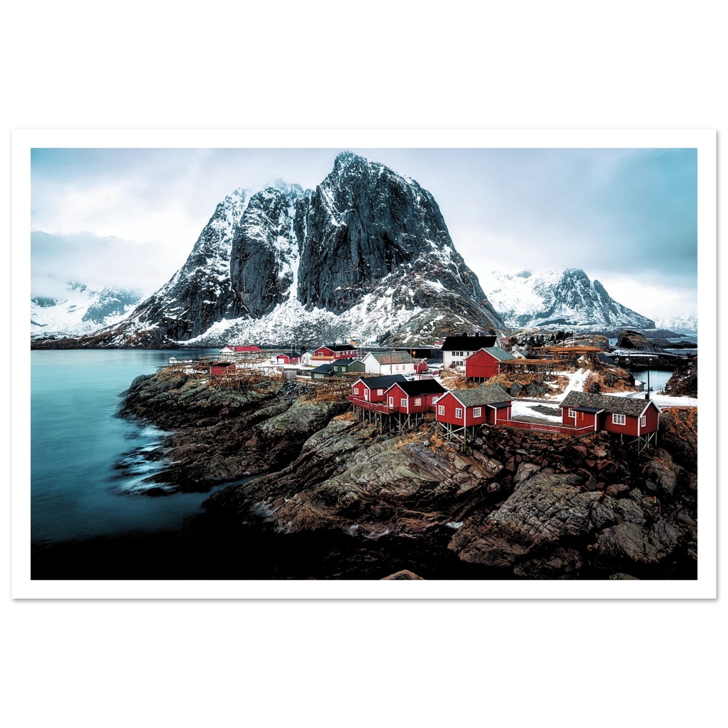 The Village Reine in Norway Poster 30x45 cm 12x18″ Border