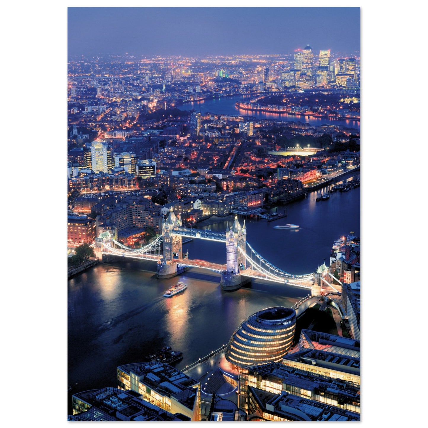 London Tower Bridge at Night Poster A4 (21x29.7 cm) No Border