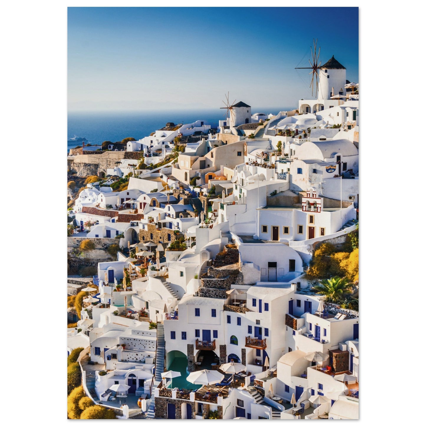 Whitewashed Buildings of Mykonos Print A1 (59.4 x 84.1 cm)