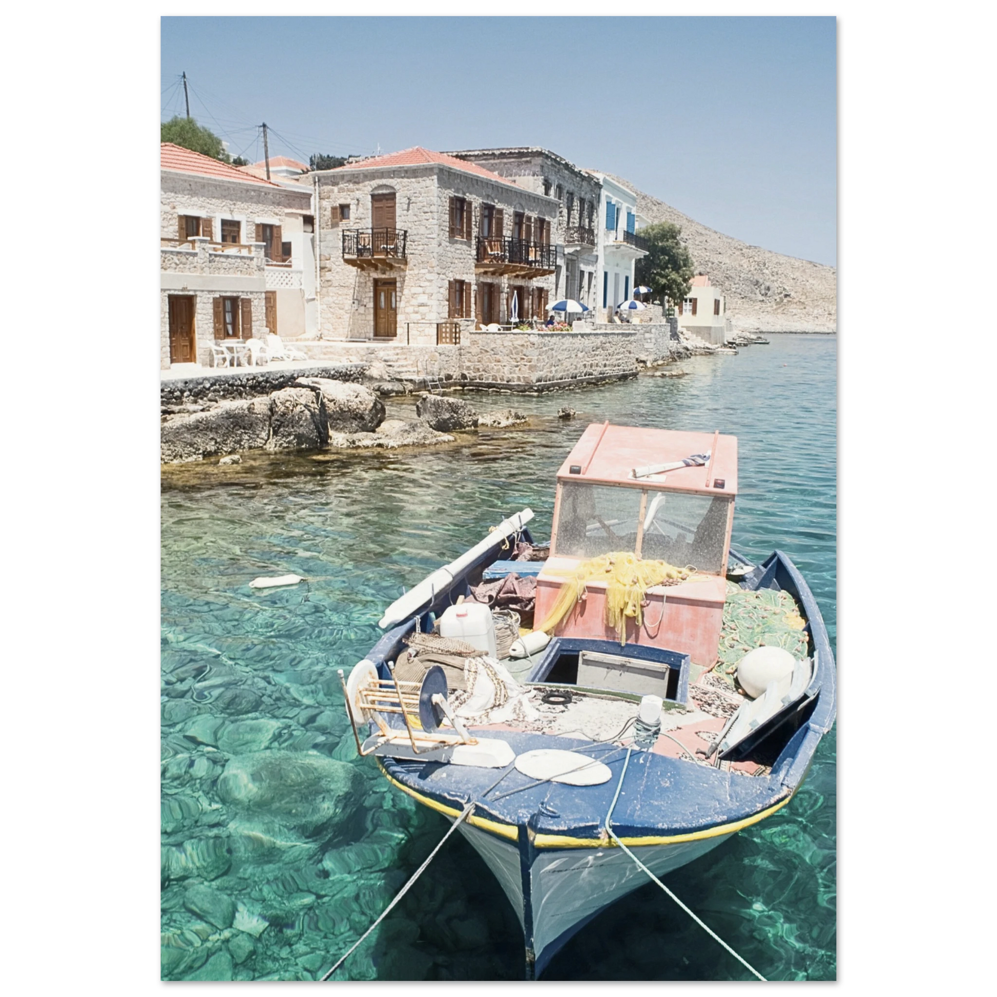 Shores of Crete Fishing Boat Poster 70x100 cm 28x40″ No Border