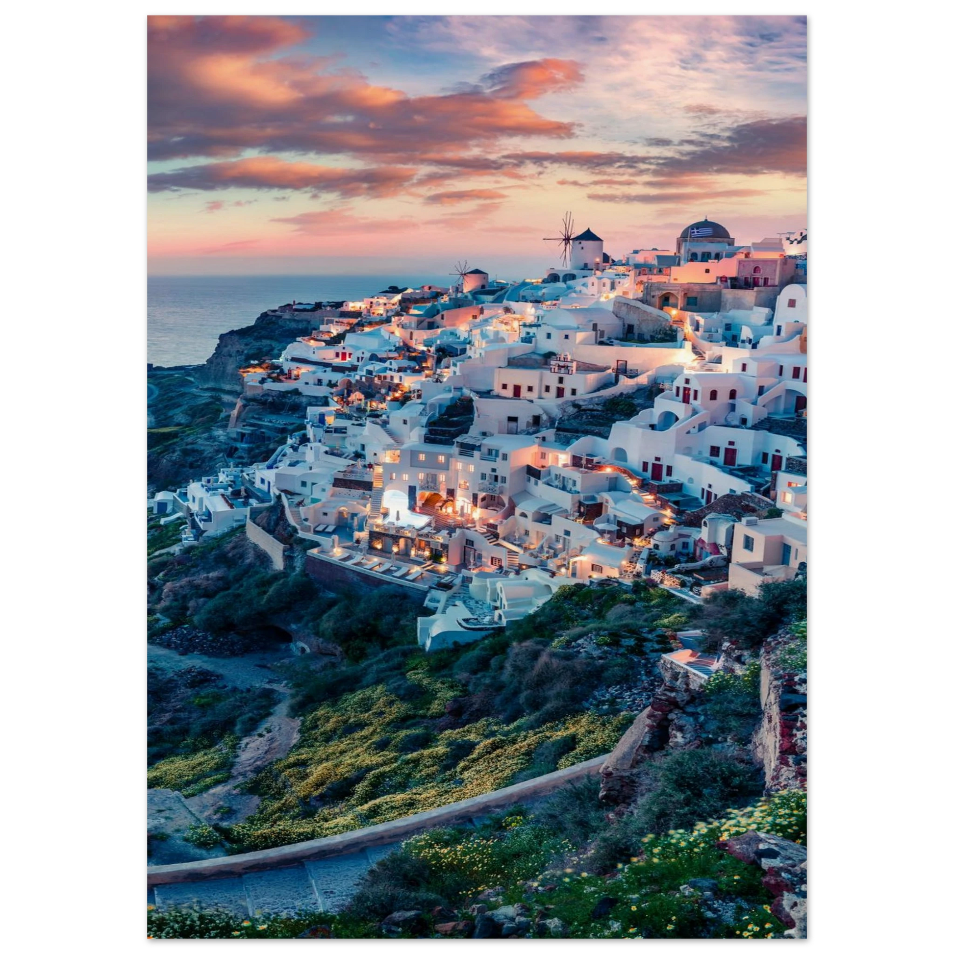 Dusk in Santorini Poster 50x70 cm 20x28″ No Border
