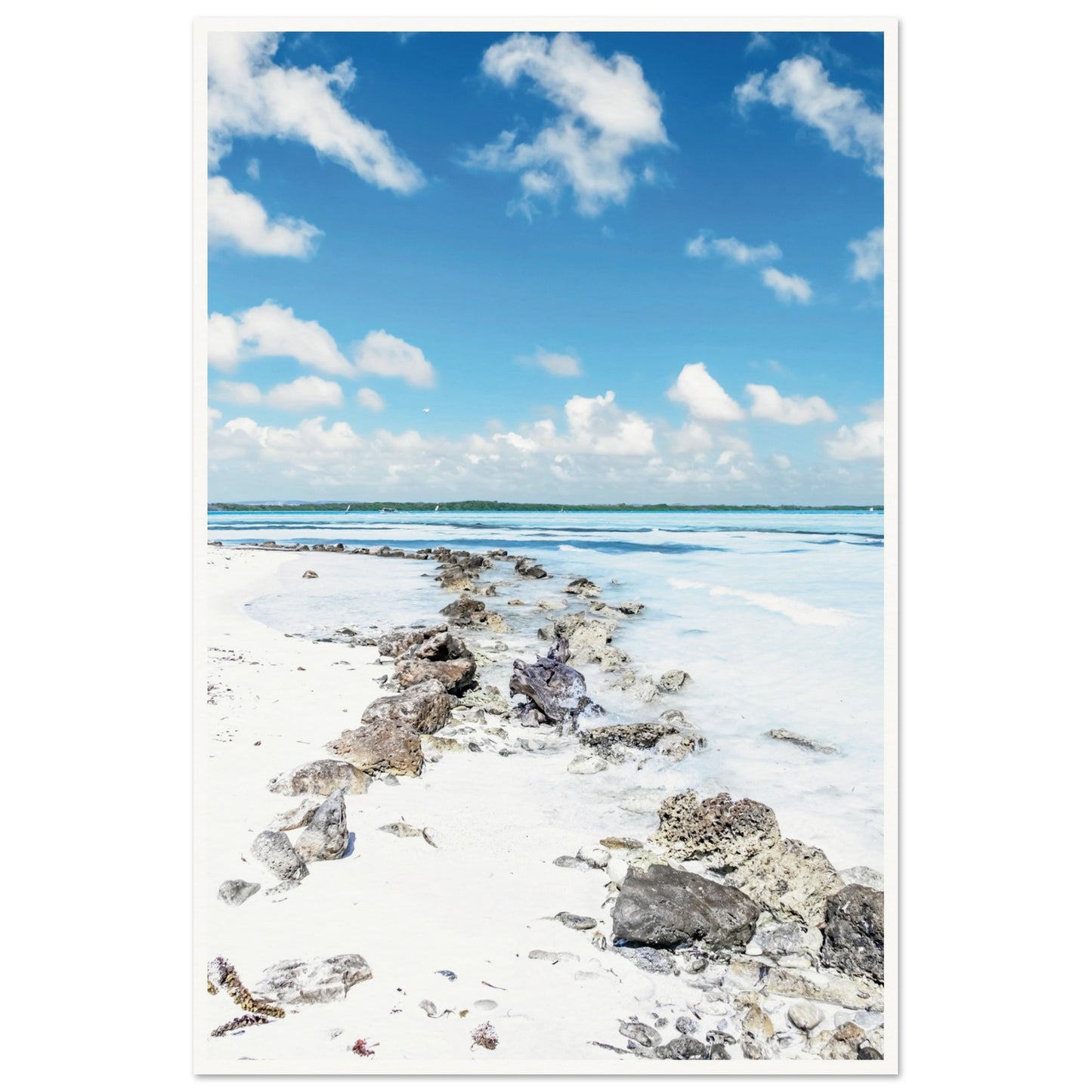 A Caribbean Sandy White Beach Poster 60x90 cm 24x36″ Border