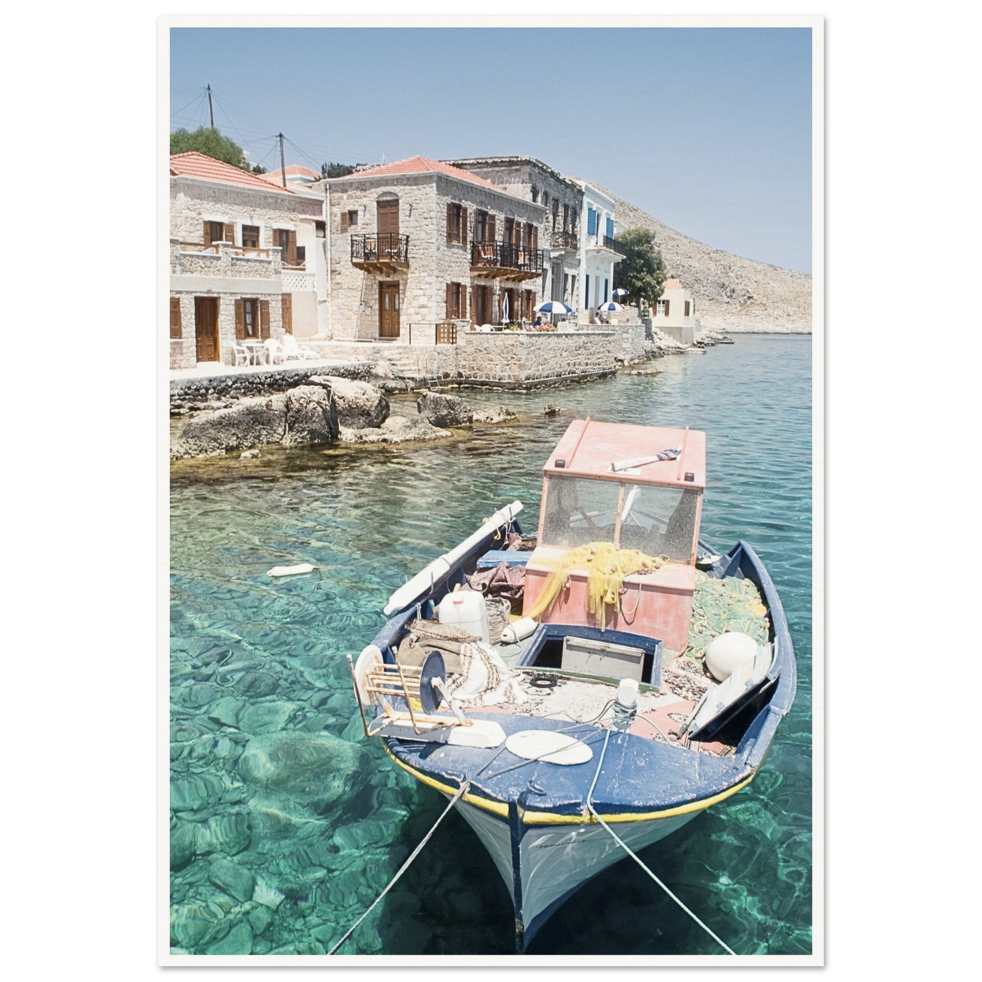 Shores of Crete Fishing Boat Poster
