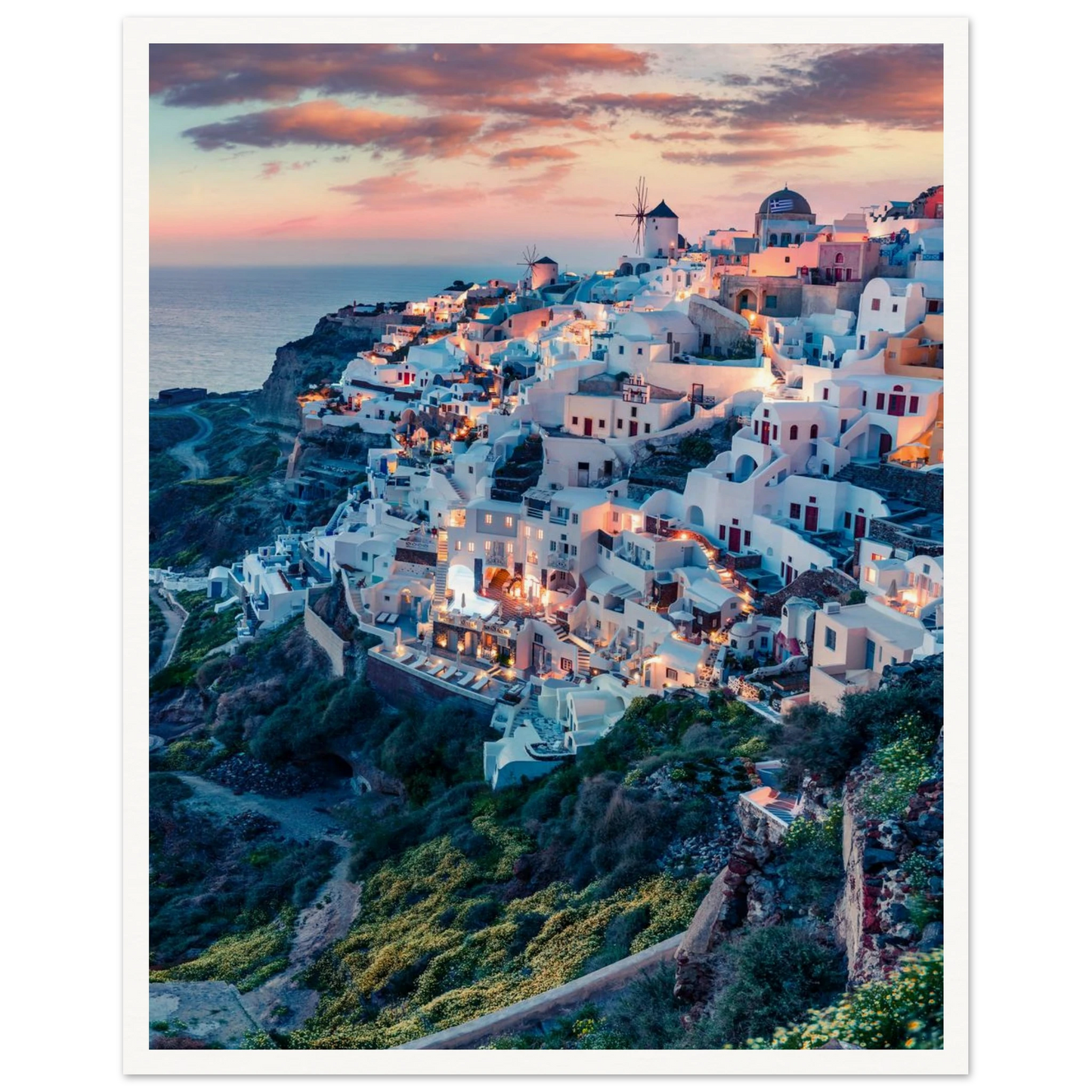 Dusk in Santorini Poster 40x50 cm 16x20″ Border