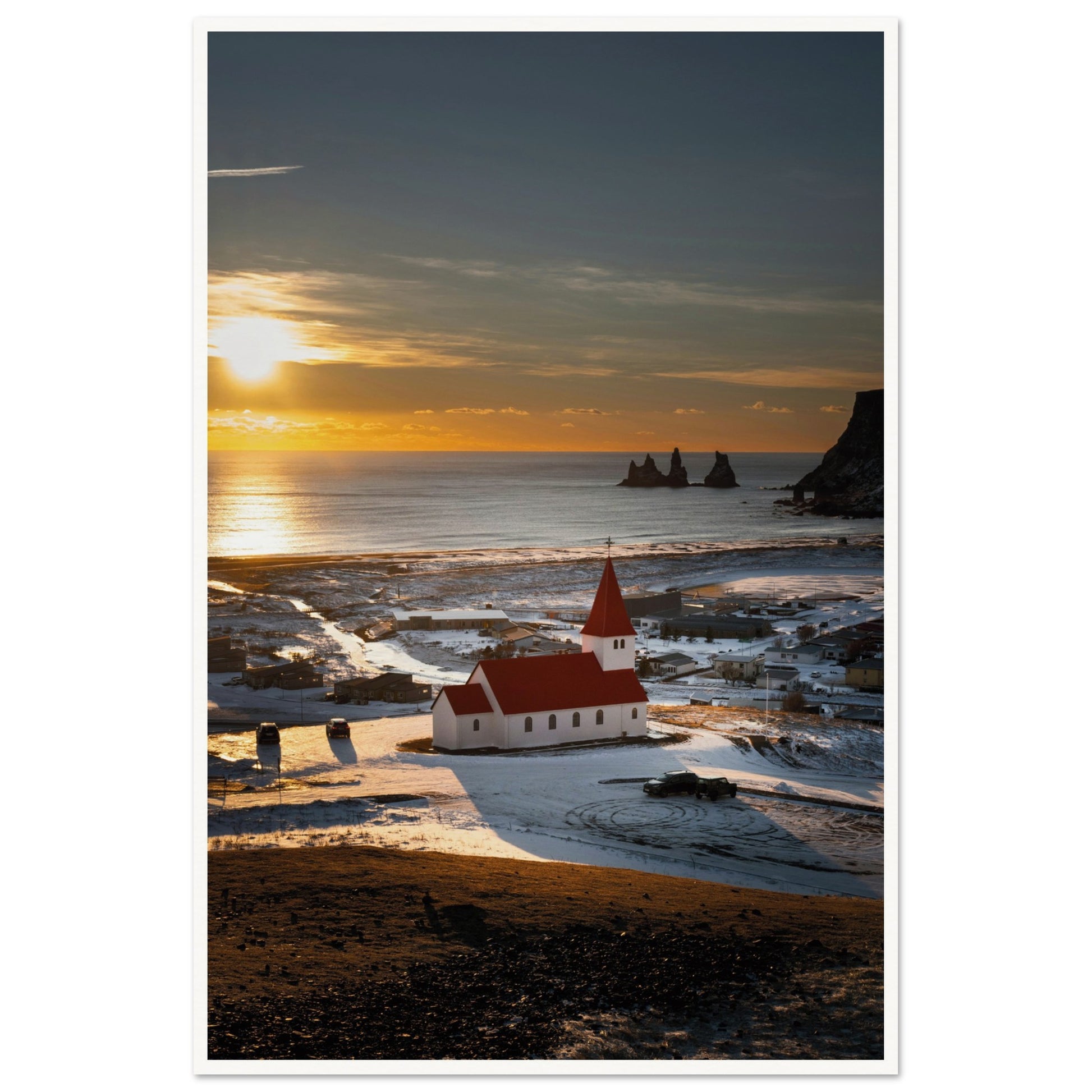 Vík í Mýrdal Red Roof Church Iceland Poster