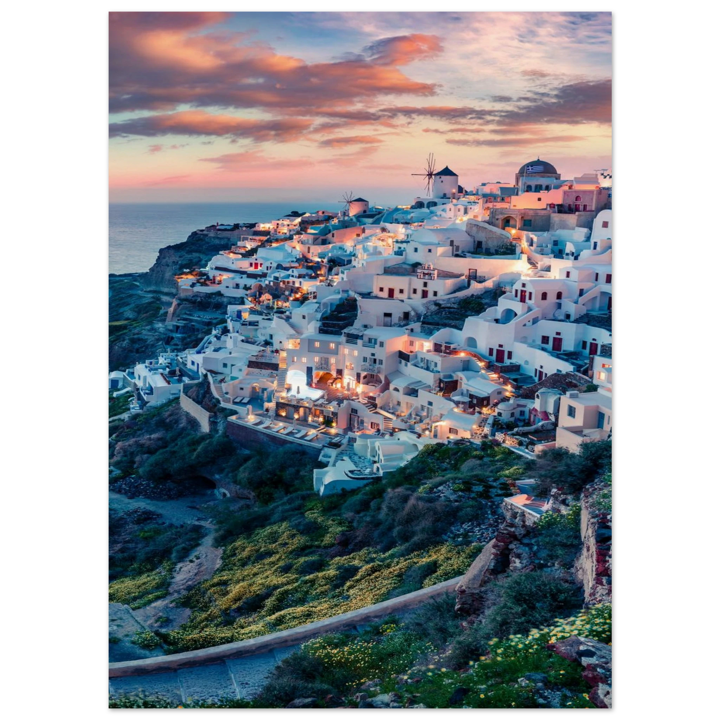 Dusk in Santorini Poster 13x18 cm 5x7″ No Border